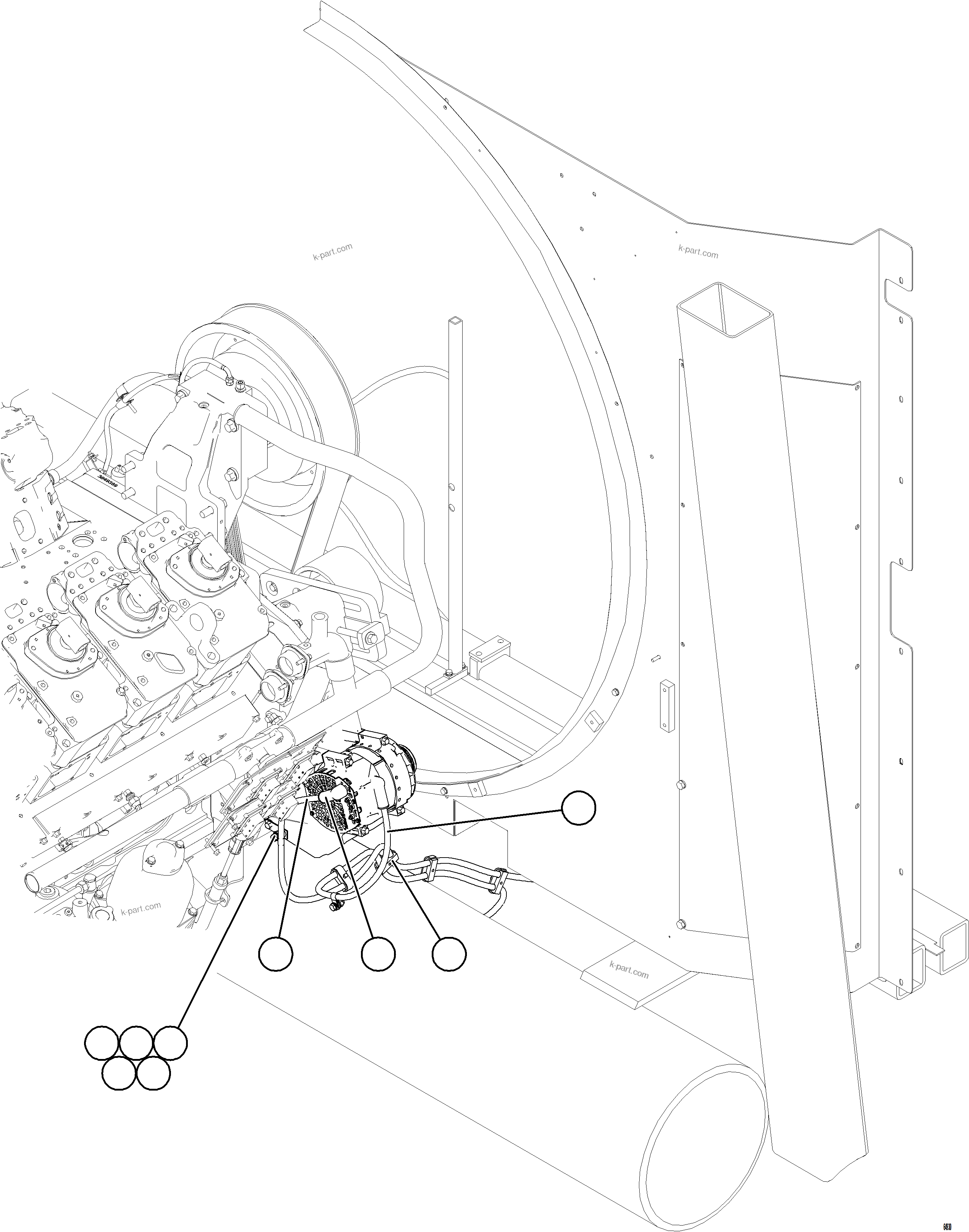 Komatsu parts book diagram for AFE75-W 980E-5 S/N A50071 - A50079  ESPERANZA SUR: BATTERY CHARGING ALTERNATOR WIRING