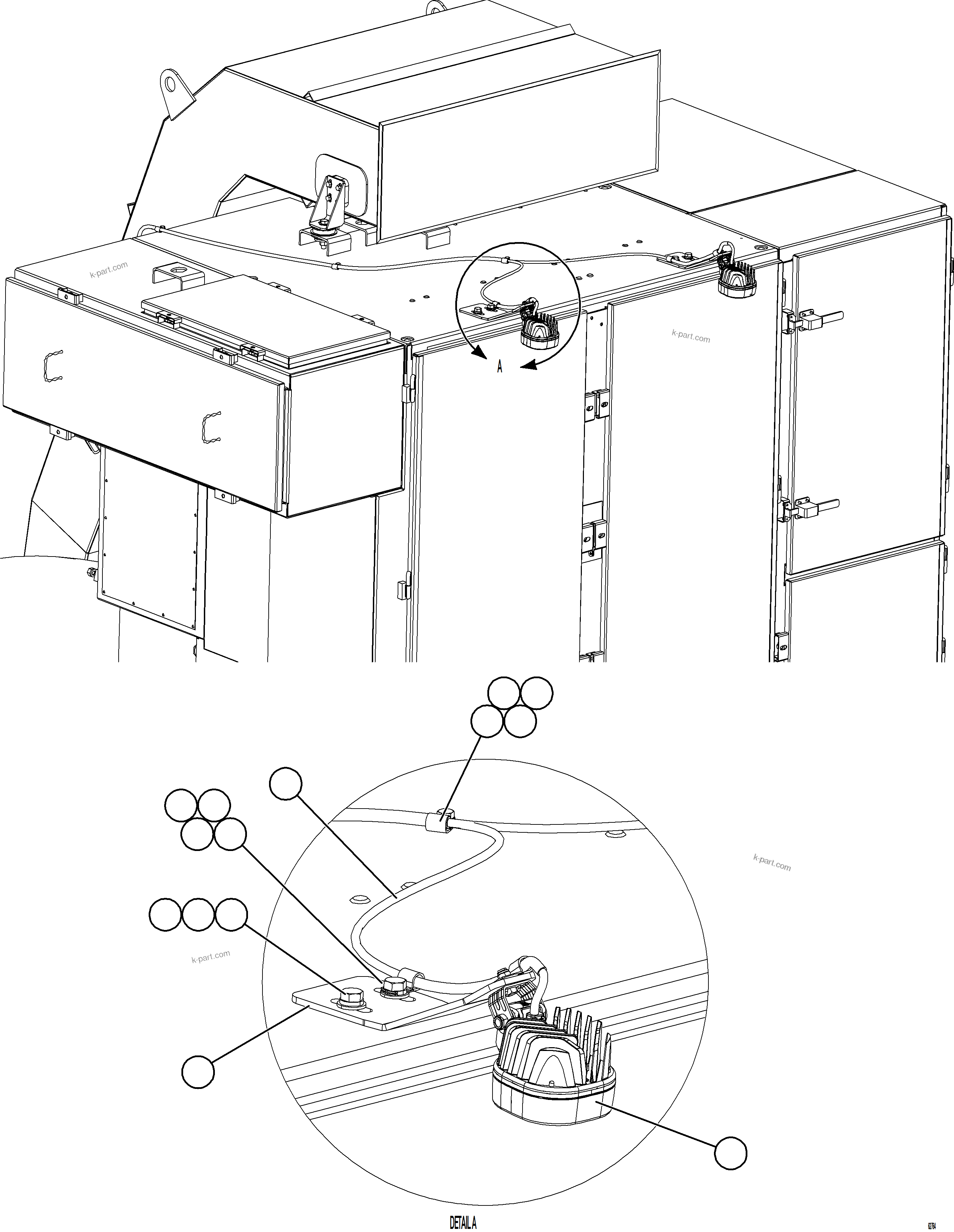Komatsu parts book diagram for AFE75-W 980E-5 S/N A50071 - A50079  ESPERANZA SUR: CONTROL CABINET SERVICE LIGHTS