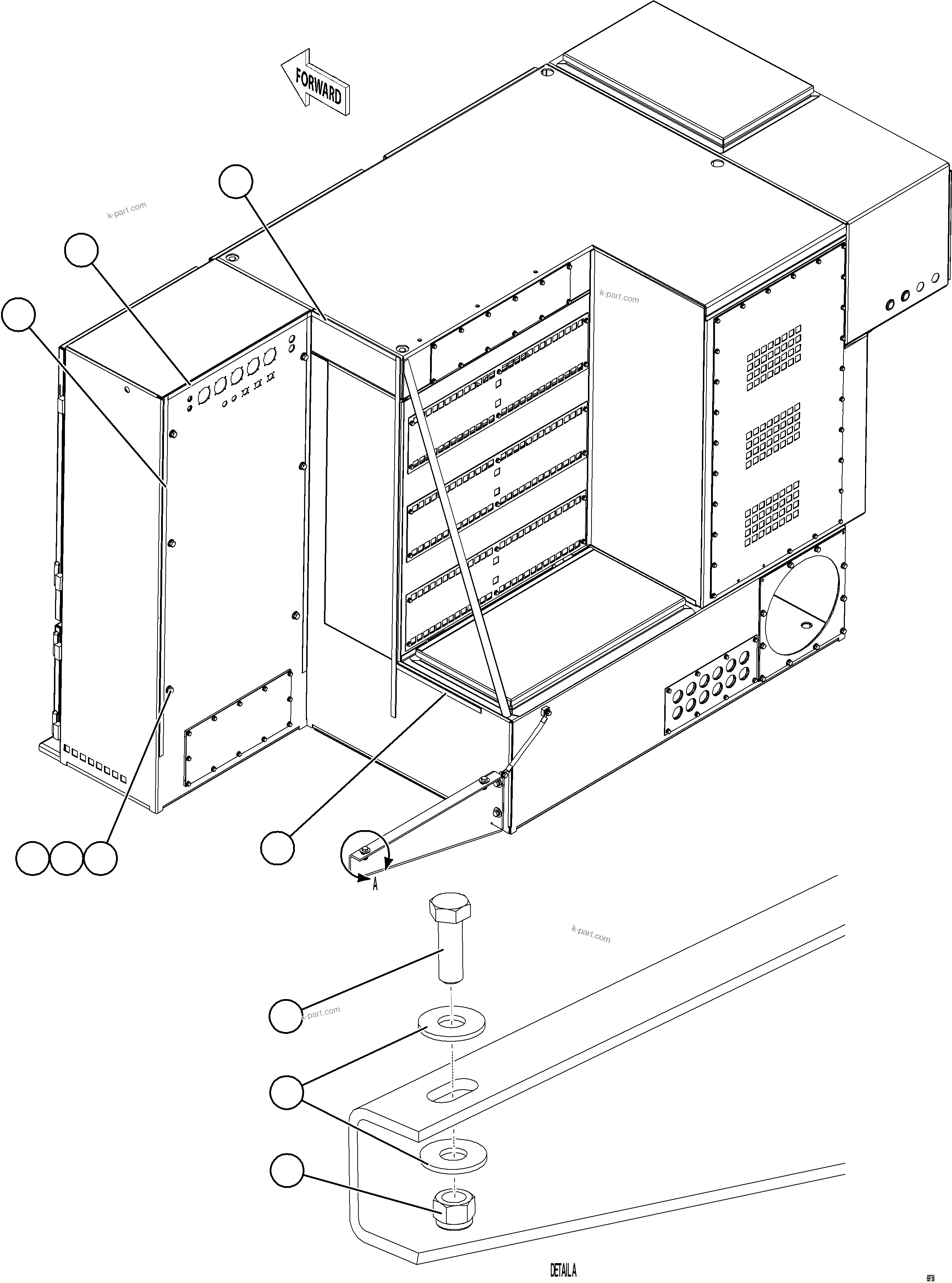 Komatsu parts book diagram for AFE75-W 980E-5 S/N A50071 - A50079  ESPERANZA SUR: AUXILIARY CONTROL CABINET INSTALLATION