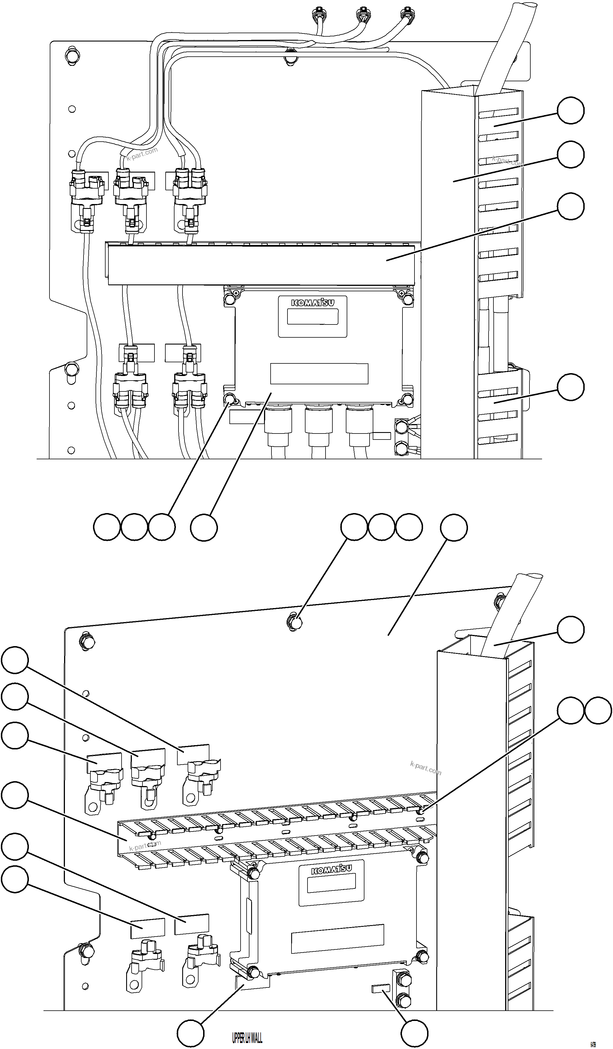Komatsu parts book diagram for AFE75-W 980E-5 S/N A50071 - A50079  ESPERANZA SUR: AUXILIARY CONTROL CABINET - LH WALL    1/2