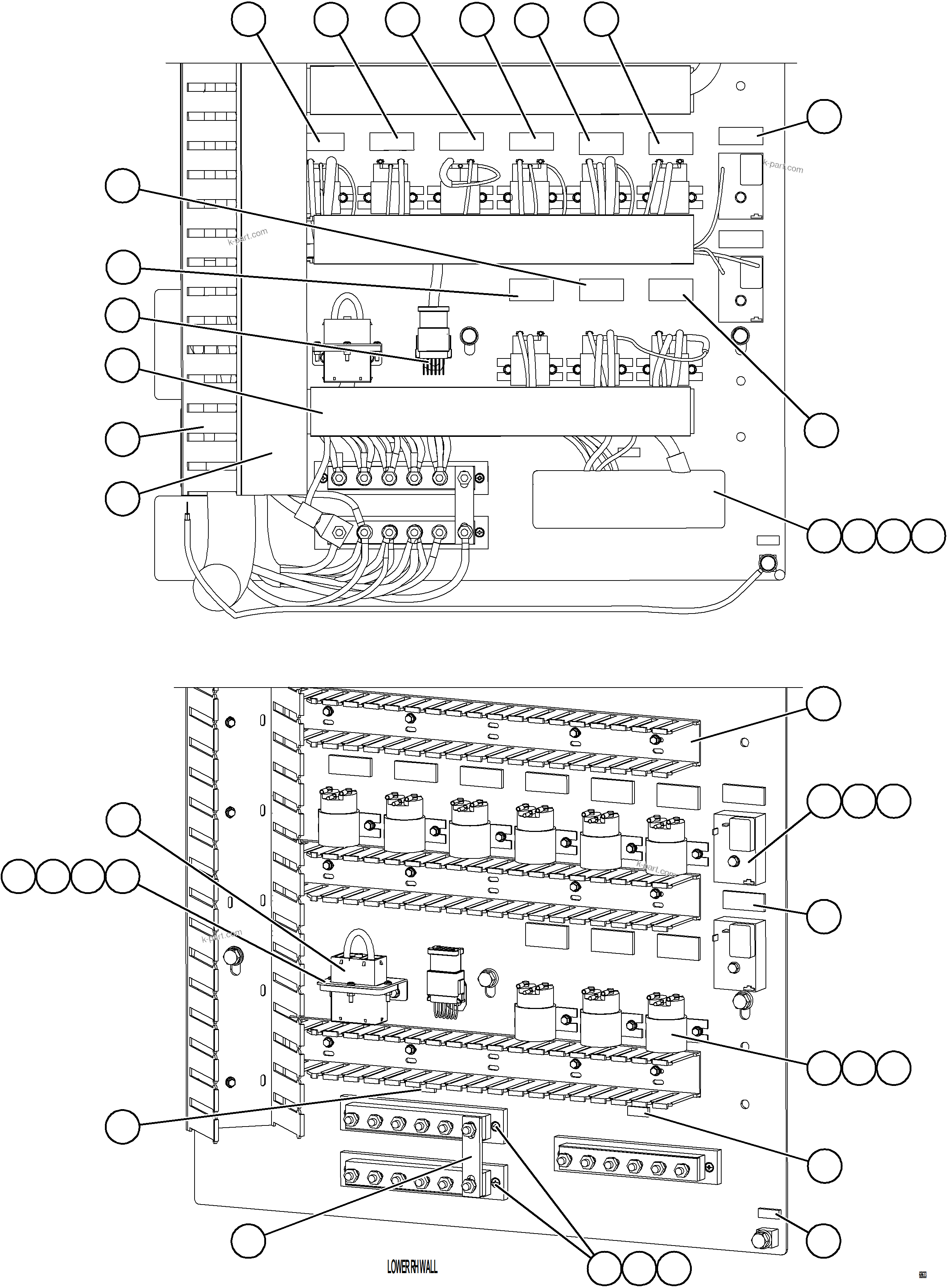 Komatsu parts book diagram for AFE75-W 980E-5 S/N A50071 - A50079  ESPERANZA SUR: AUXILIARY CONTROL CABINET - RH WALL    2/2