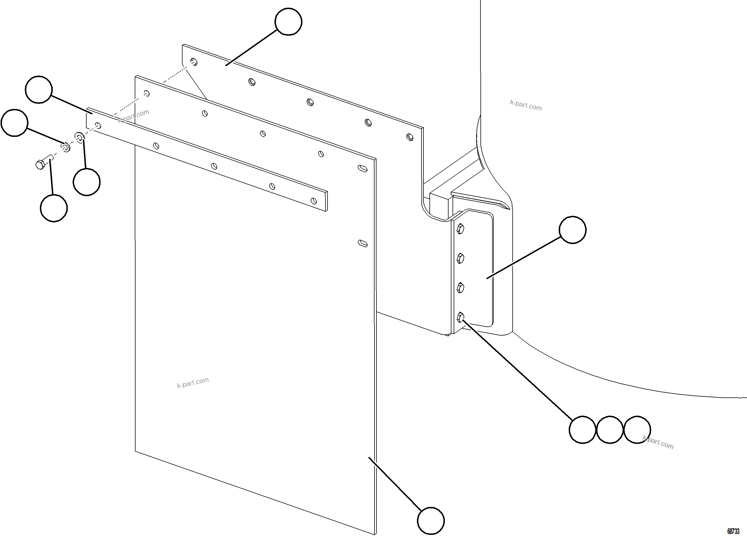 Komatsu parts book diagram for AFE75-W 980E-5 S/N A50071 - A50079  ESPERANZA SUR: HYDRAULIC TANK MUD FLAPS (STANDARD)