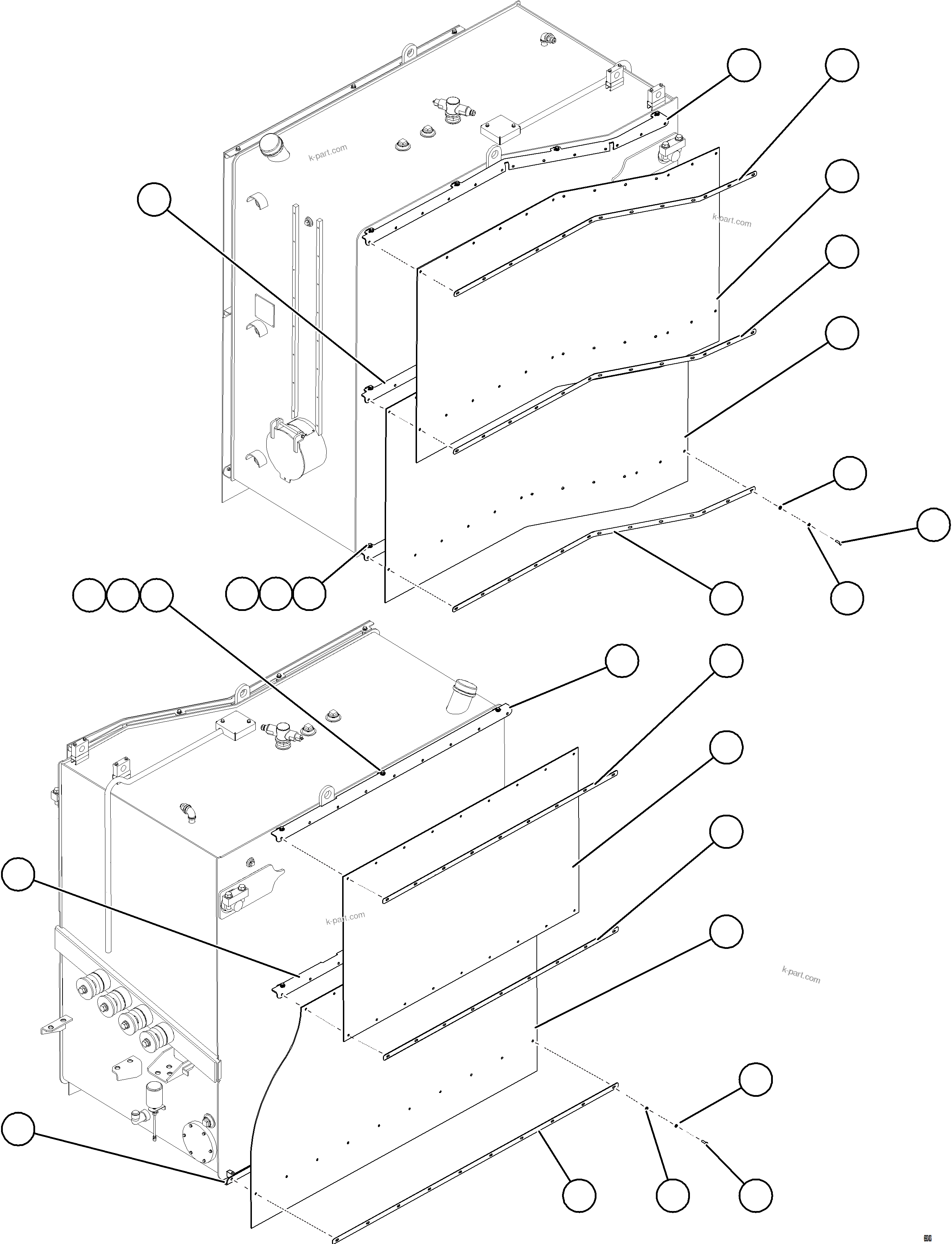 Komatsu parts book diagram for AFE75-W 980E-5 S/N A50071 - A50079  ESPERANZA SUR: FUEL TANK MUD FLAPS (OPTIONAL)