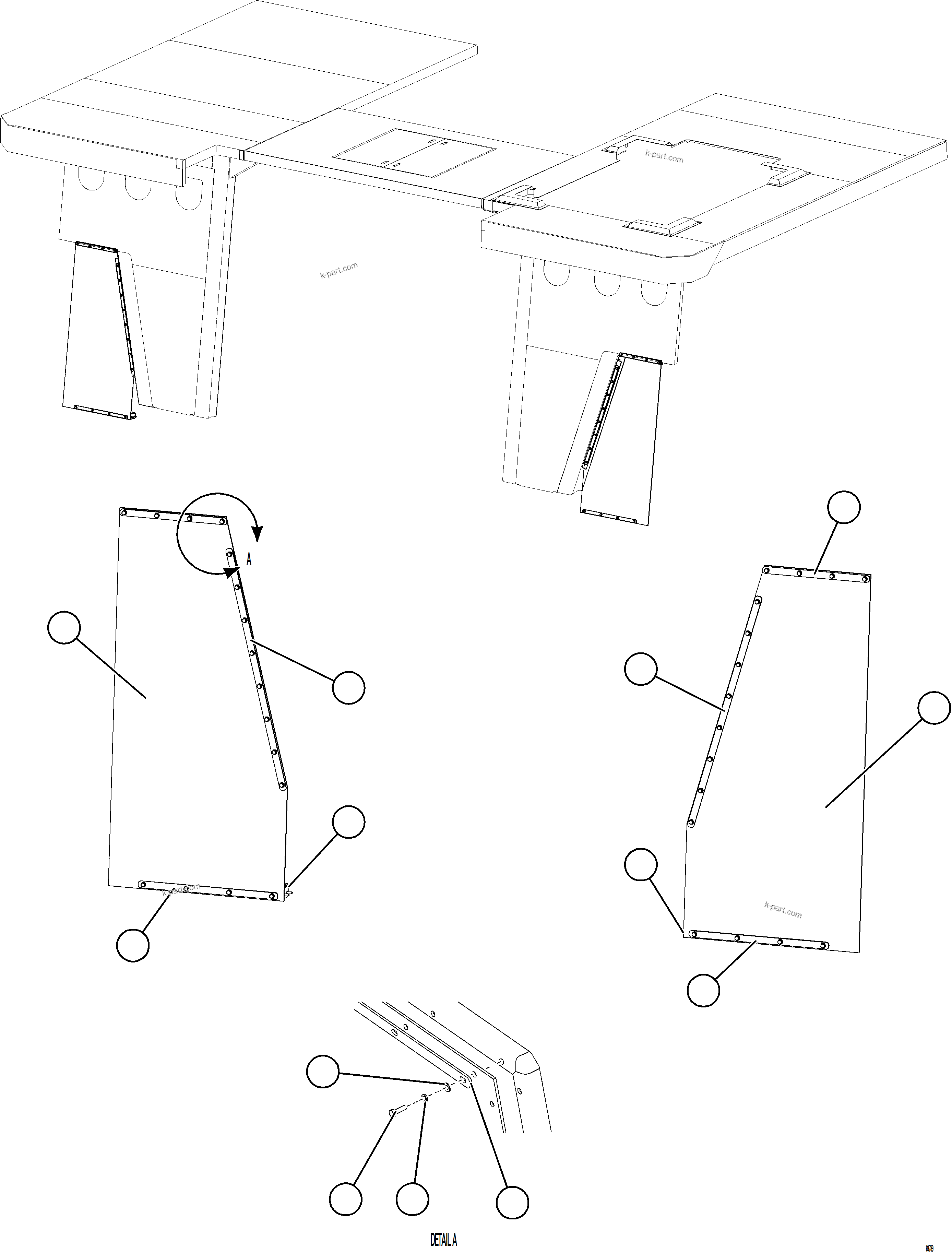 Komatsu parts book diagram for AFE75-W 980E-5 S/N A50071 - A50079  ESPERANZA SUR: UPRIGHT MUD FLAPS