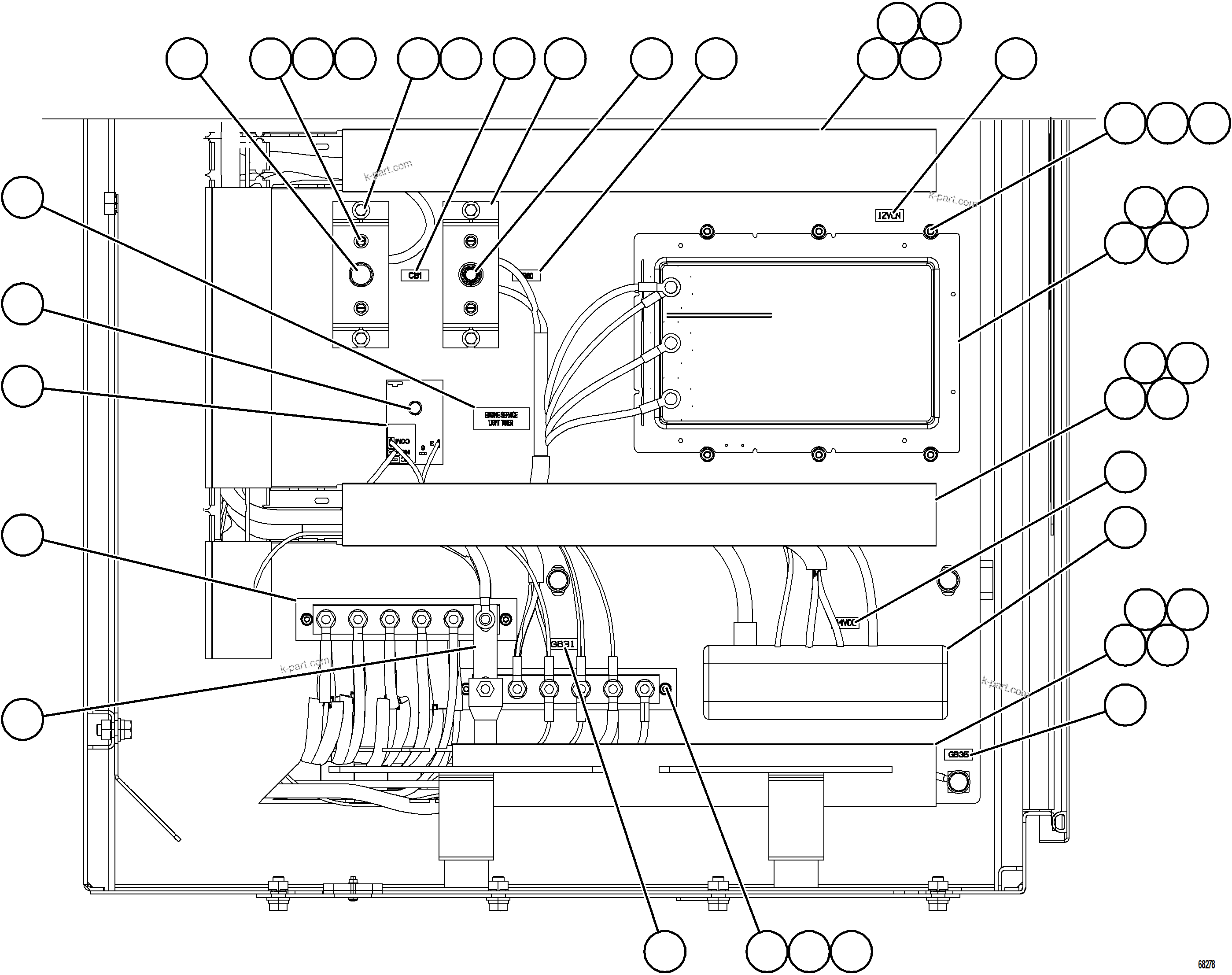 Komatsu parts book diagram for AFE77-AH 830E-5 S/N A50088 - A50098  BMA STOCK: AUXILIARY CONTROL CABINET - RH WALL    2/2