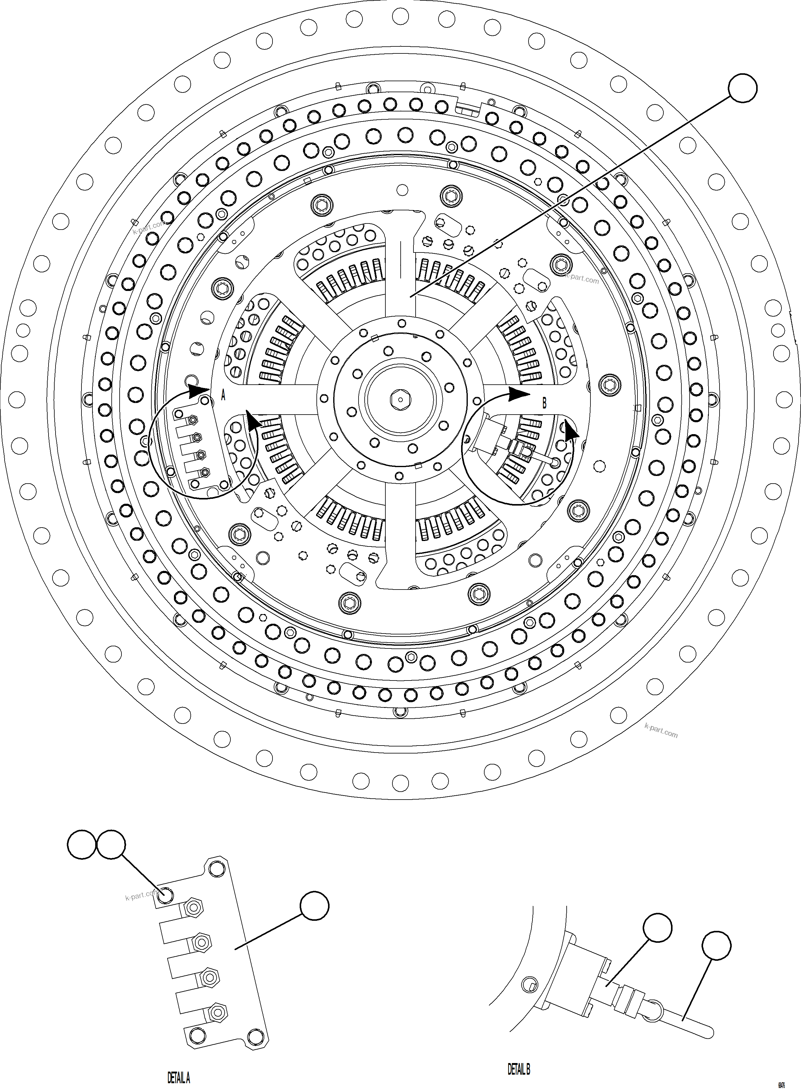 Komatsu parts book diagram for AFE77-AH 830E-5 S/N A50088 - A50098  BMA STOCK: WHEEL MOTOR    7/8    58E-22-00413