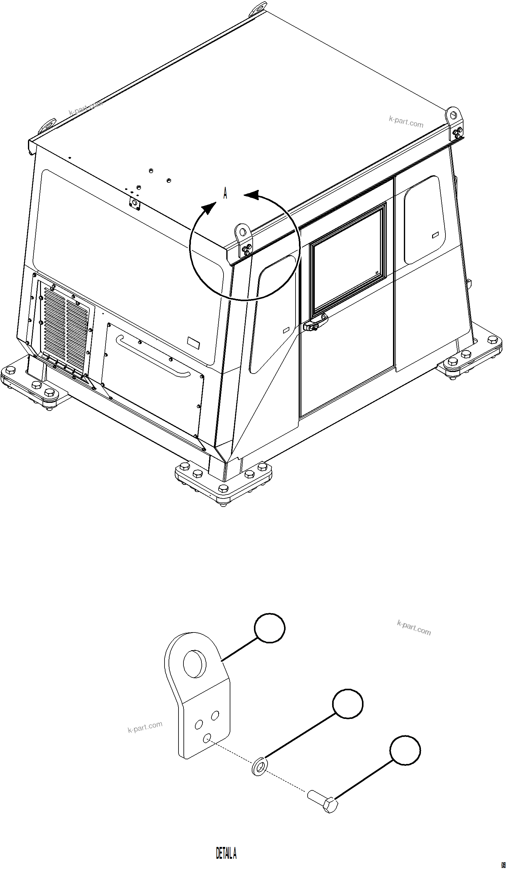 Komatsu parts book diagram for AFE77-AH 830E-5 S/N A50088 - A50098  BMA STOCK: CAB LIFTING HARDWARE