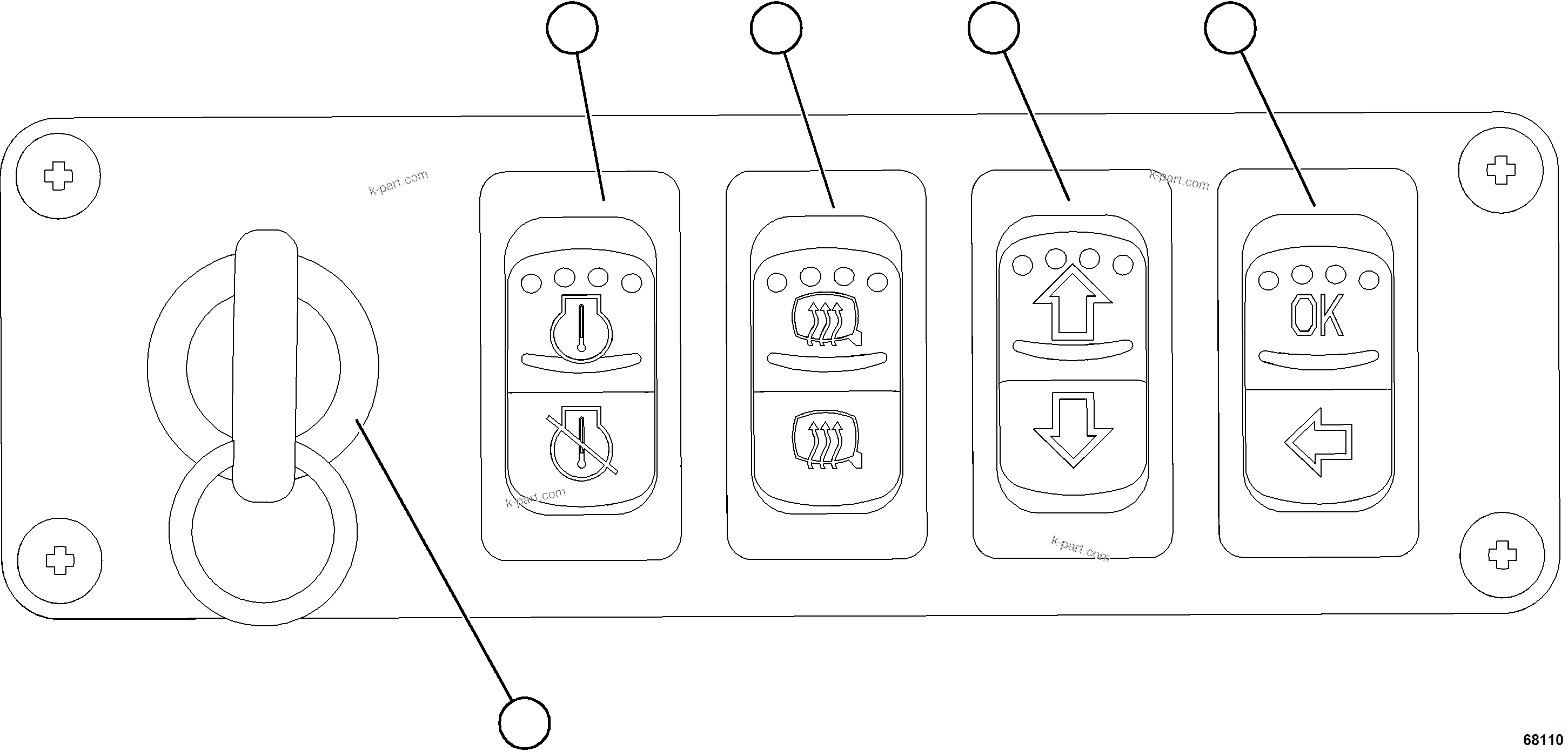 Komatsu parts book diagram for AFE77-AH 830E-5 S/N A50088 - A50098  BMA STOCK: LOWER RH DASH SWITCHES