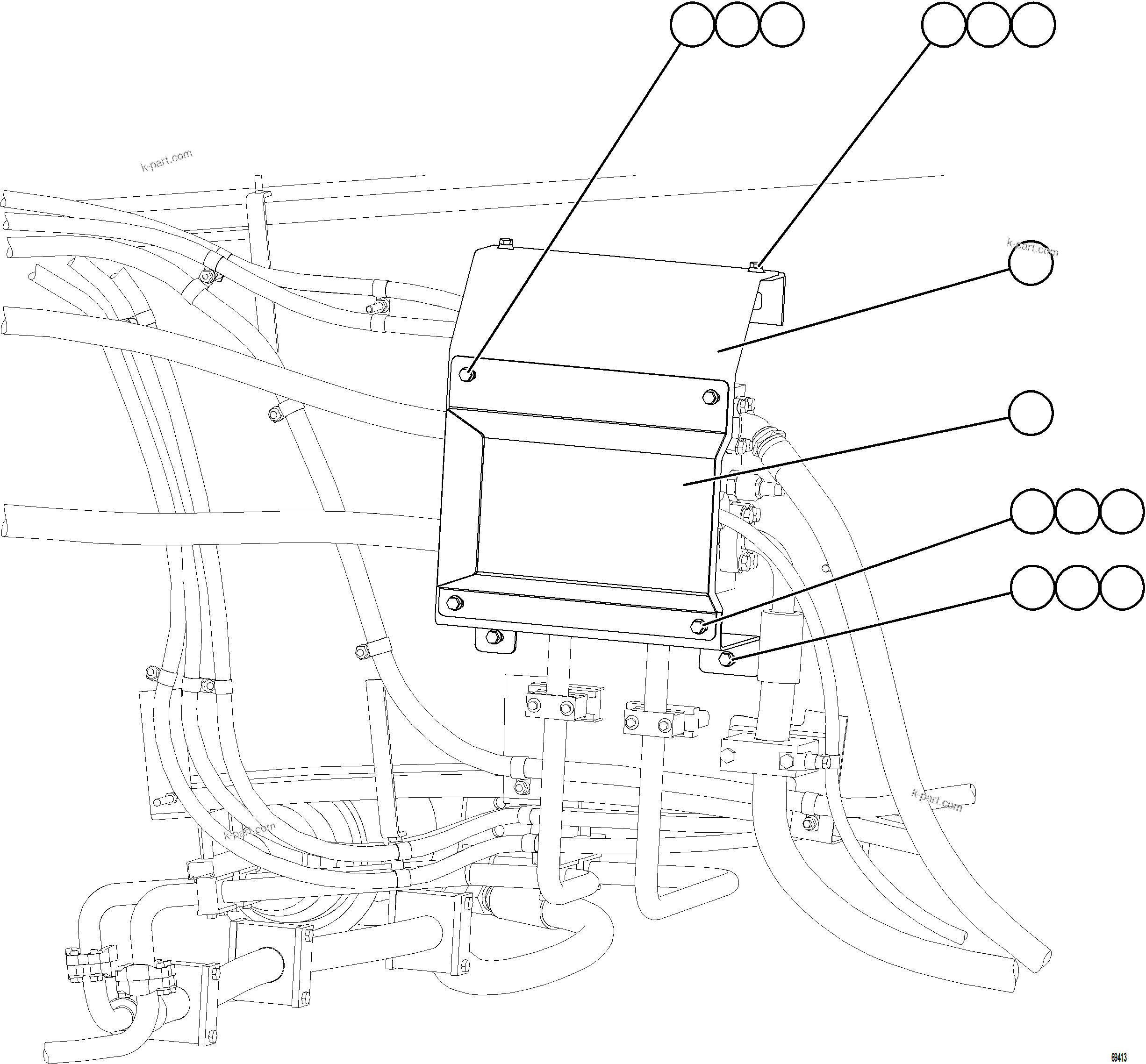 Komatsu parts book diagram for AFE77-AH 830E-5 S/N A50088 - A50098  BMA STOCK: STEERING BLEEDDOWN MANIFOLD COVERS