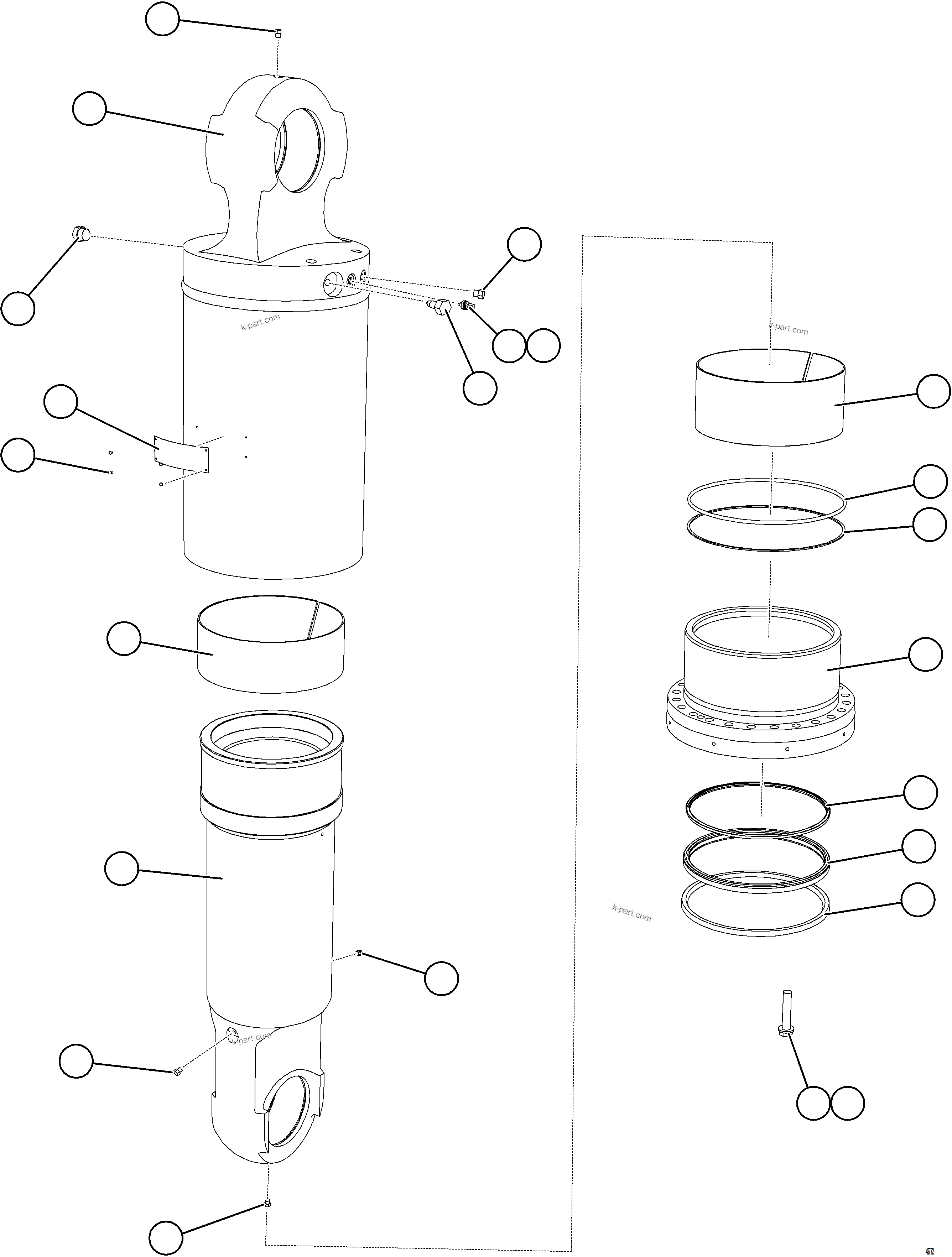 Komatsu parts book diagram for AFE77-AH 830E-5 S/N A50088 - A50098  BMA STOCK: REAR SUSPENSION ASSEMBLY    EM8840