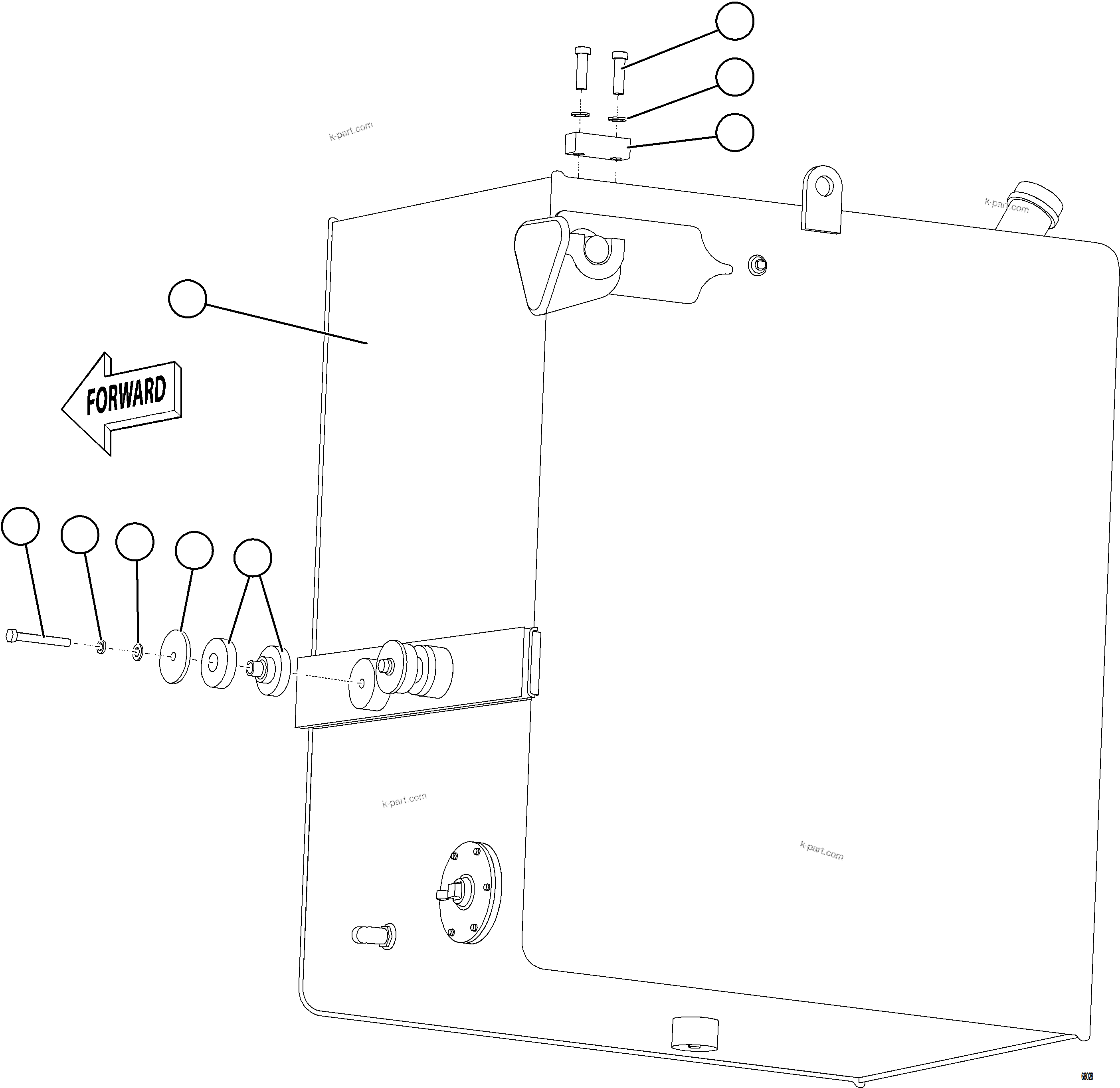 Komatsu parts book diagram for AFE77-AJ 830E-5 S/N A50100 - A50101  MANTOS COPPER: FUEL TANK INSTALLATION