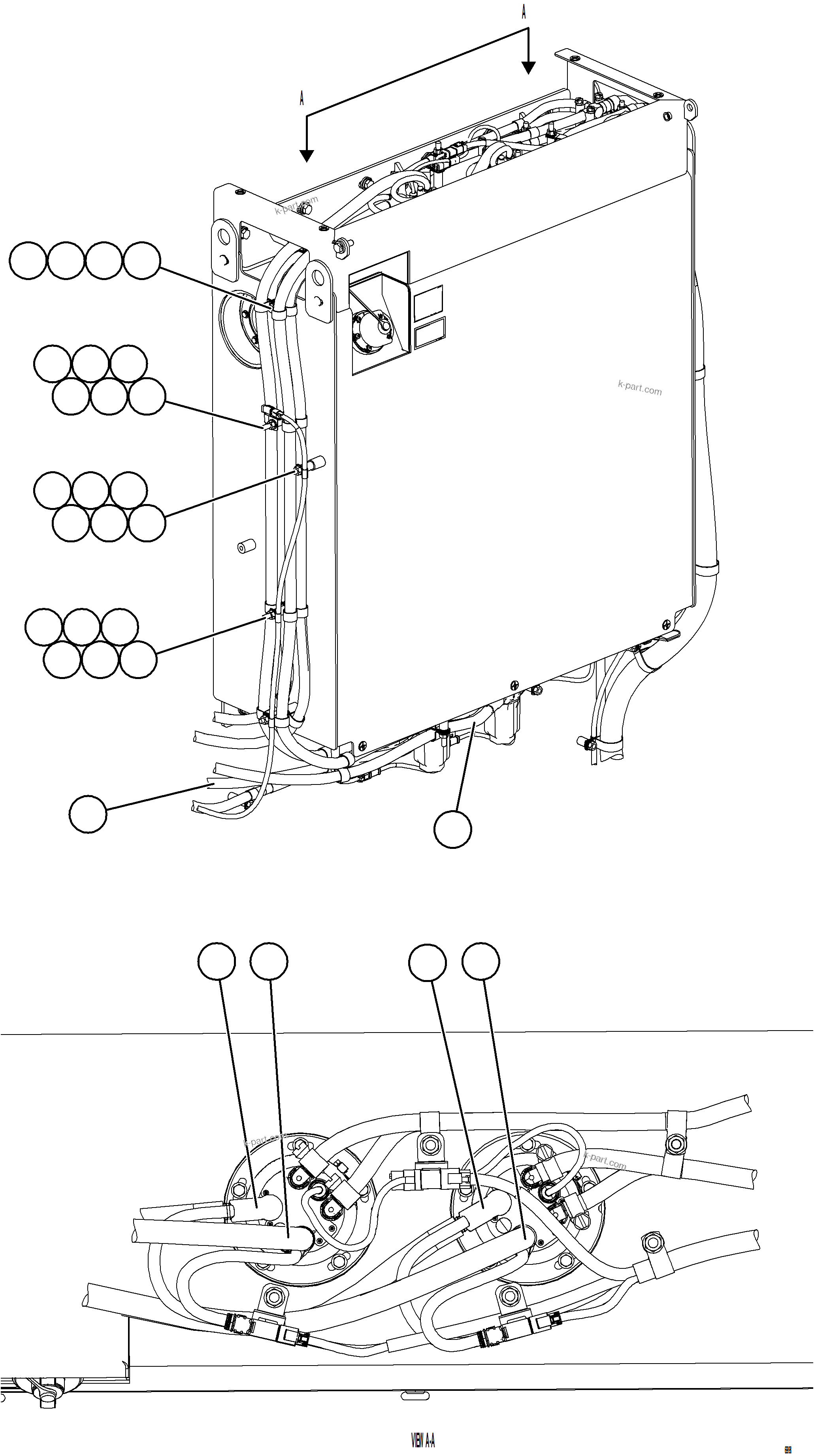 Komatsu parts book diagram for AFE77-AJ 830E-5 S/N A50100 - A50101  MANTOS COPPER: DEF TANK HOSE CONNECTIONS - SIDES    2/2