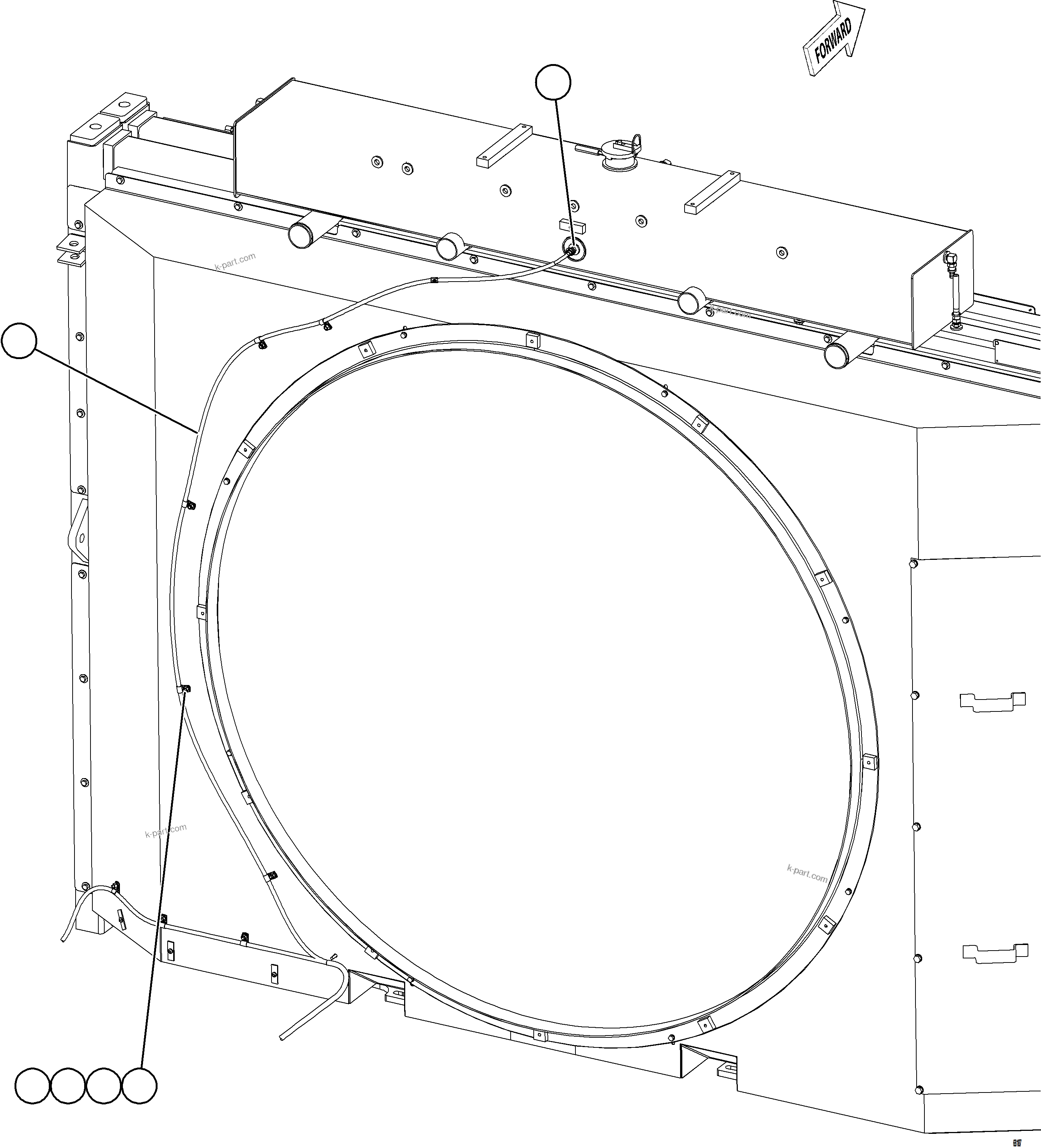 Komatsu parts book diagram for AFE77-AJ 830E-5 S/N A50100 - A50101  MANTOS COPPER: EXTERNAL ENGINE WIRING HARNESS INSTALLATION    2/2