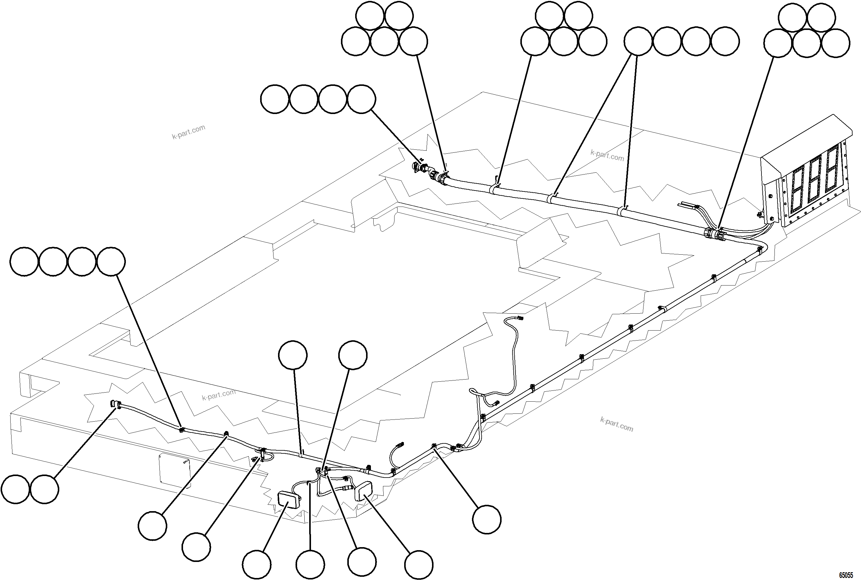 Komatsu parts book diagram for AFE77-AJ 830E-5 S/N A50100 - A50101  MANTOS COPPER: LH DECK WIRING HARNESS & LIGHTS
