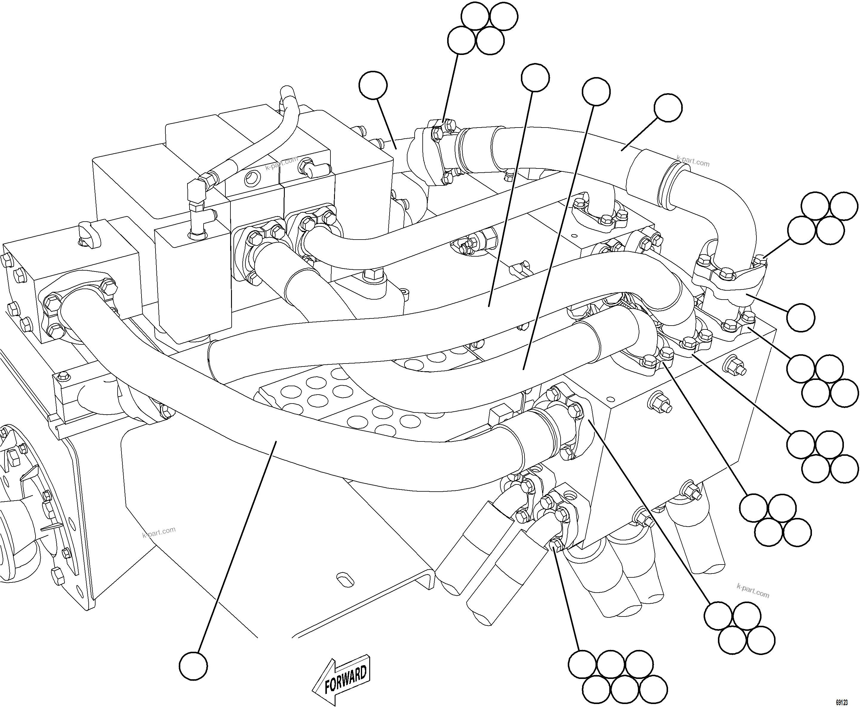 Komatsu parts book diagram for AFE77-AJ 830E-5 S/N A50100 - A50101  MANTOS COPPER: HYDRAULIC TANK PIPING - HOIST CIRCUIT    1/2