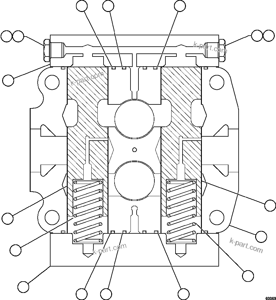 Komatsu parts book diagram for AFE77-AJ 830E-5 S/N A50100 - A50101  MANTOS COPPER: SPOOL SECTION ASSEMBLY - TANK    BF3050