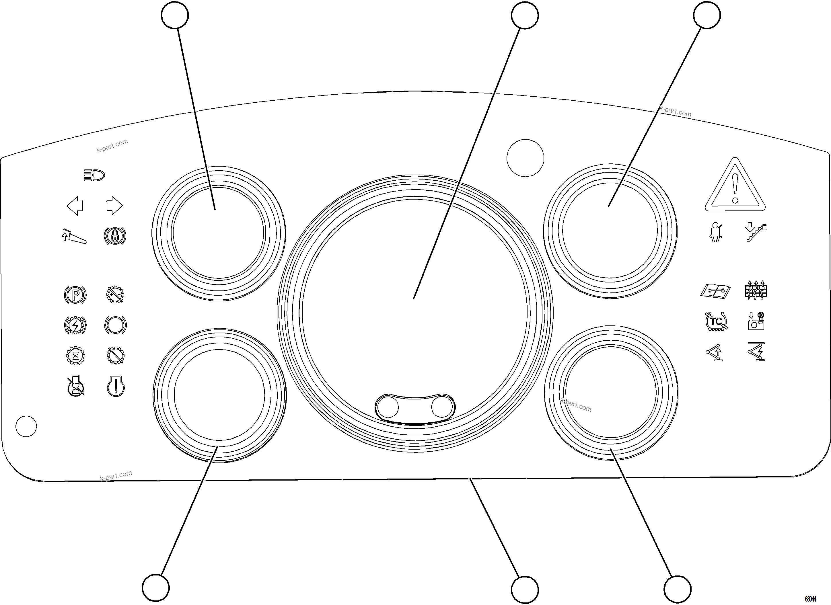 Komatsu parts book diagram for AFE77-AJ 830E-5 S/N A50100 - A50101  MANTOS COPPER: GAUGE PANEL    58E-06-60001