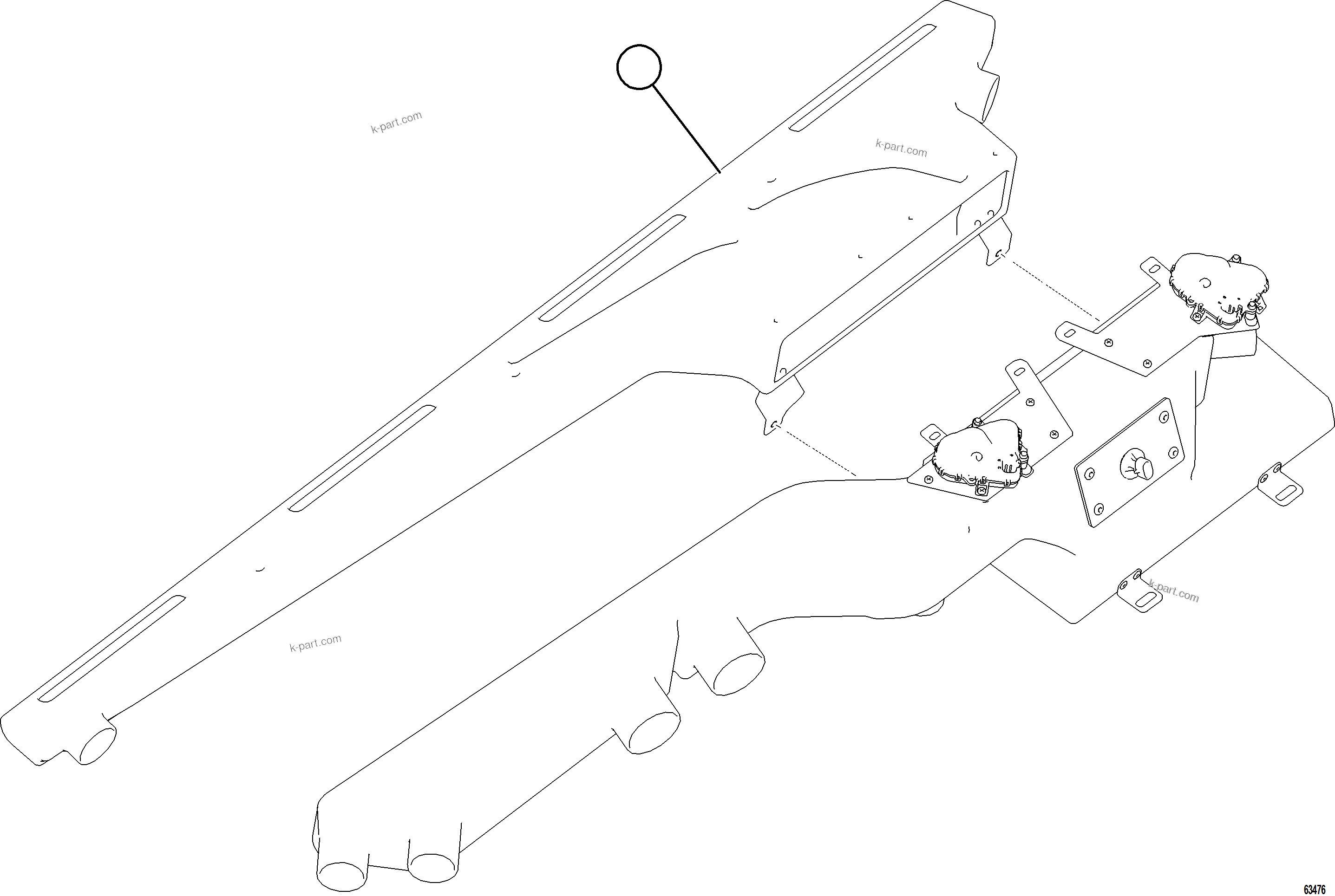 Komatsu parts book diagram for AFE77-AJ 830E-5 S/N A50100 - A50101  MANTOS COPPER: HVAC DEFROST DUCT ASSEMBLY    58E-98-20031
