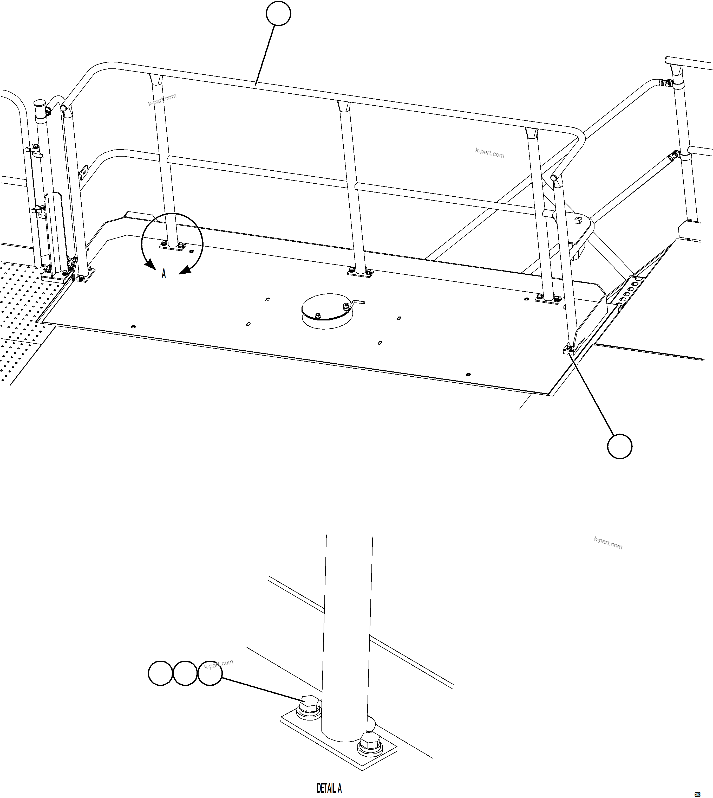 Komatsu parts book diagram for AFE77-AJ 830E-5 S/N A50100 - A50101  MANTOS COPPER: GRILLE HANDRAIL