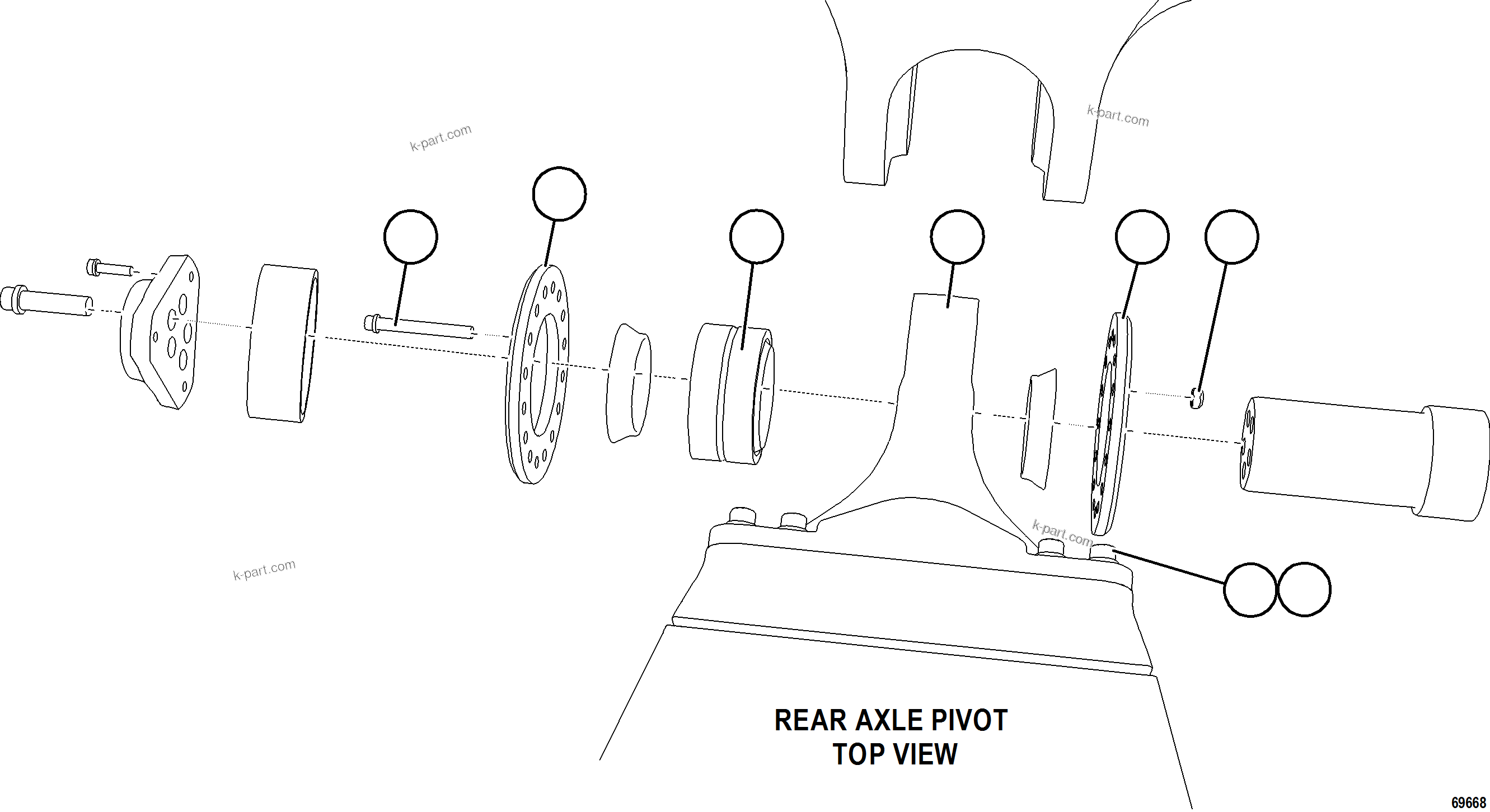 Komatsu parts book diagram for AFE77-AJ 830E-5 S/N A50100 - A50101  MANTOS COPPER: PIVOT EYE ASSEMBLY INSTALLATION