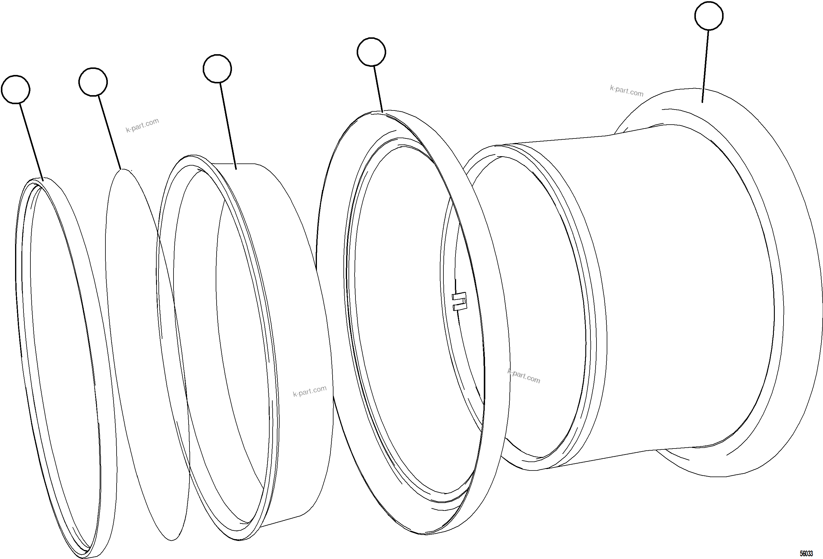 Komatsu parts book diagram for AFE77-AJ 830E-5 S/N A50100 - A50101  MANTOS COPPER: STANDARD RIM ASSEMBLY
