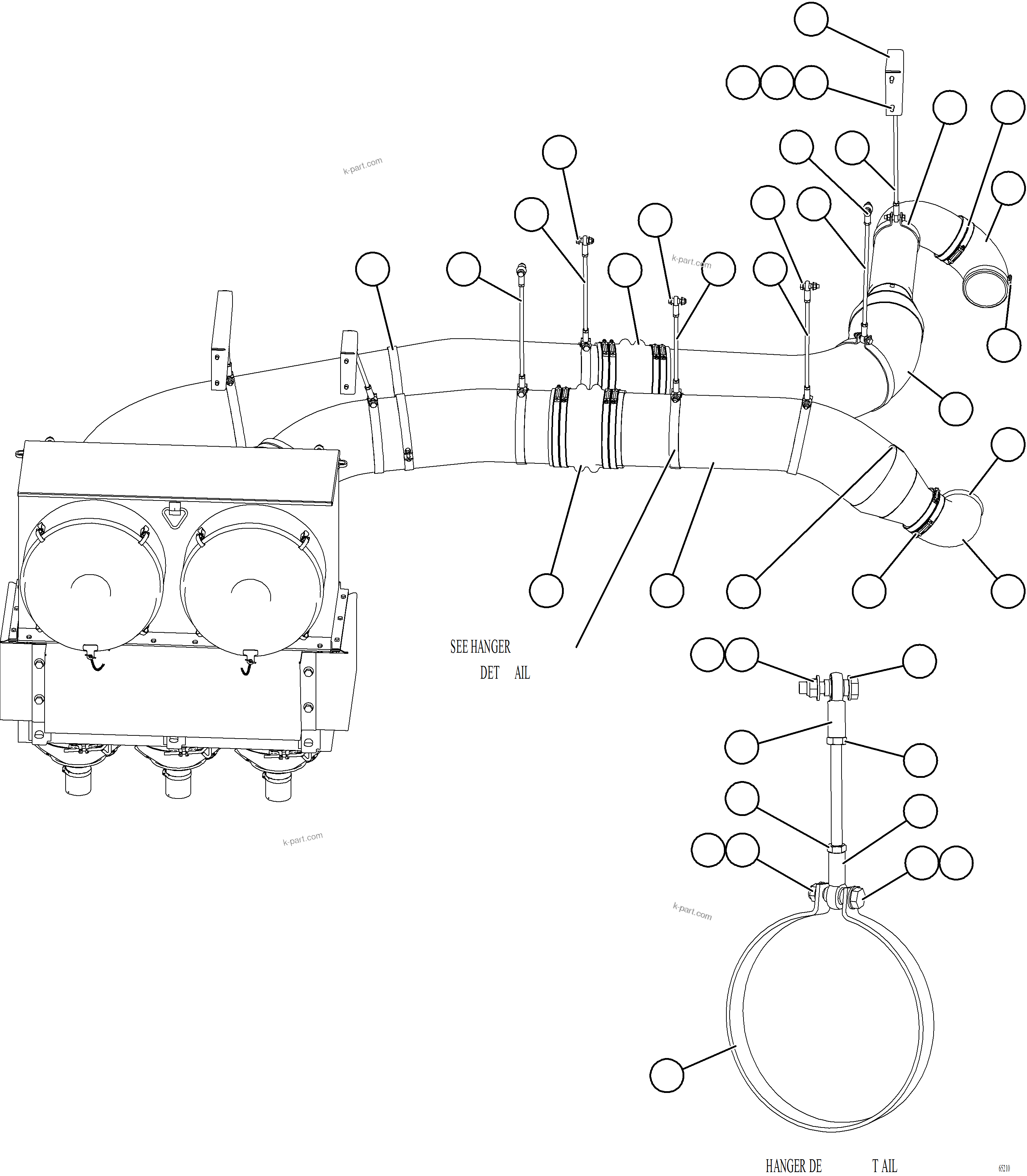 Komatsu parts book diagram for AFE77-AT 830E-5 S/N A50114  GOONYELLA: AIR CLEANER PIPING & INSTALLATION - RH    1/2