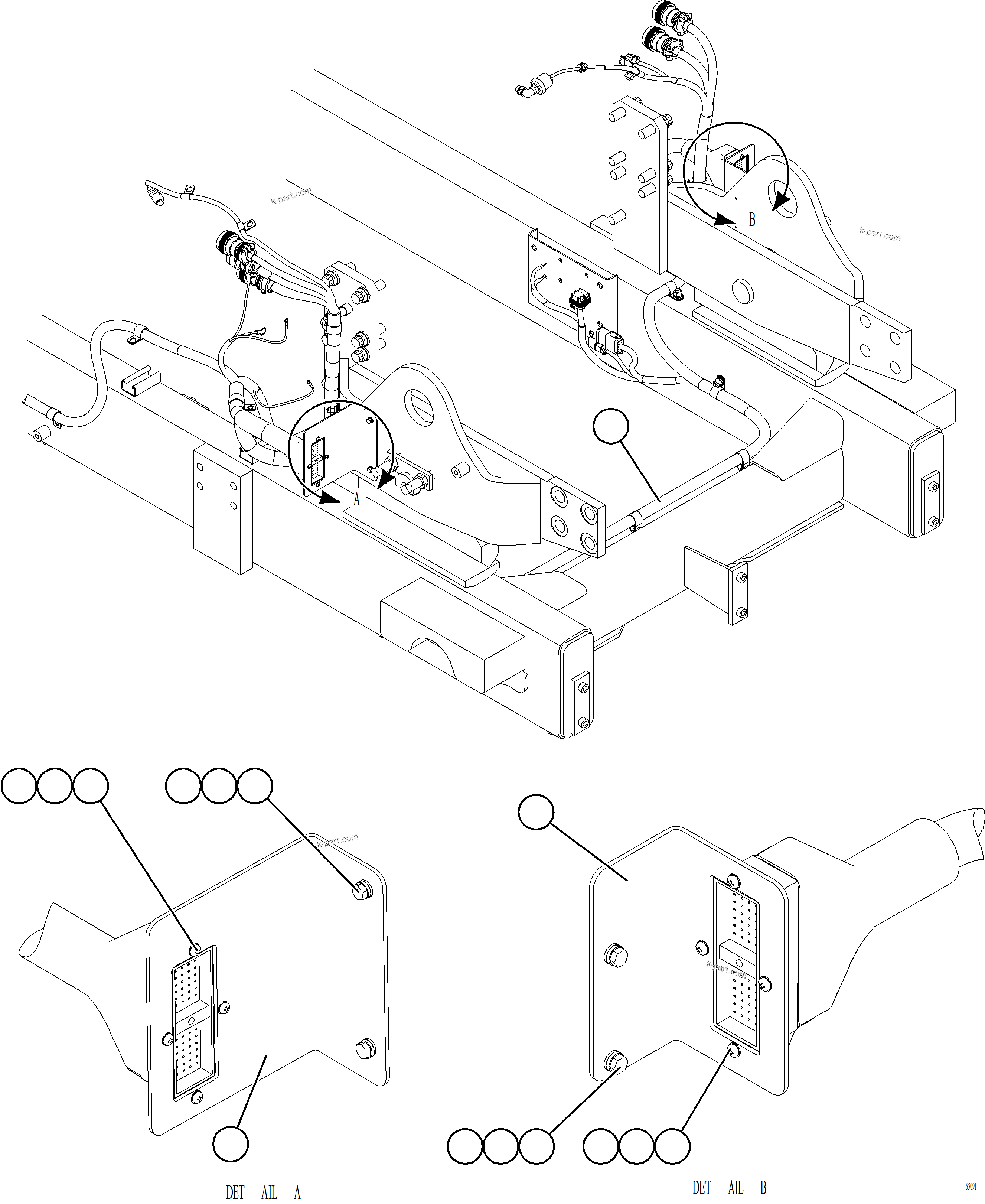 Komatsu parts book diagram for AFE77-AT 830E-5 S/N A50114  GOONYELLA: EXTERNAL ENGINE WIRING HARNESS INSTALLATION    2/4