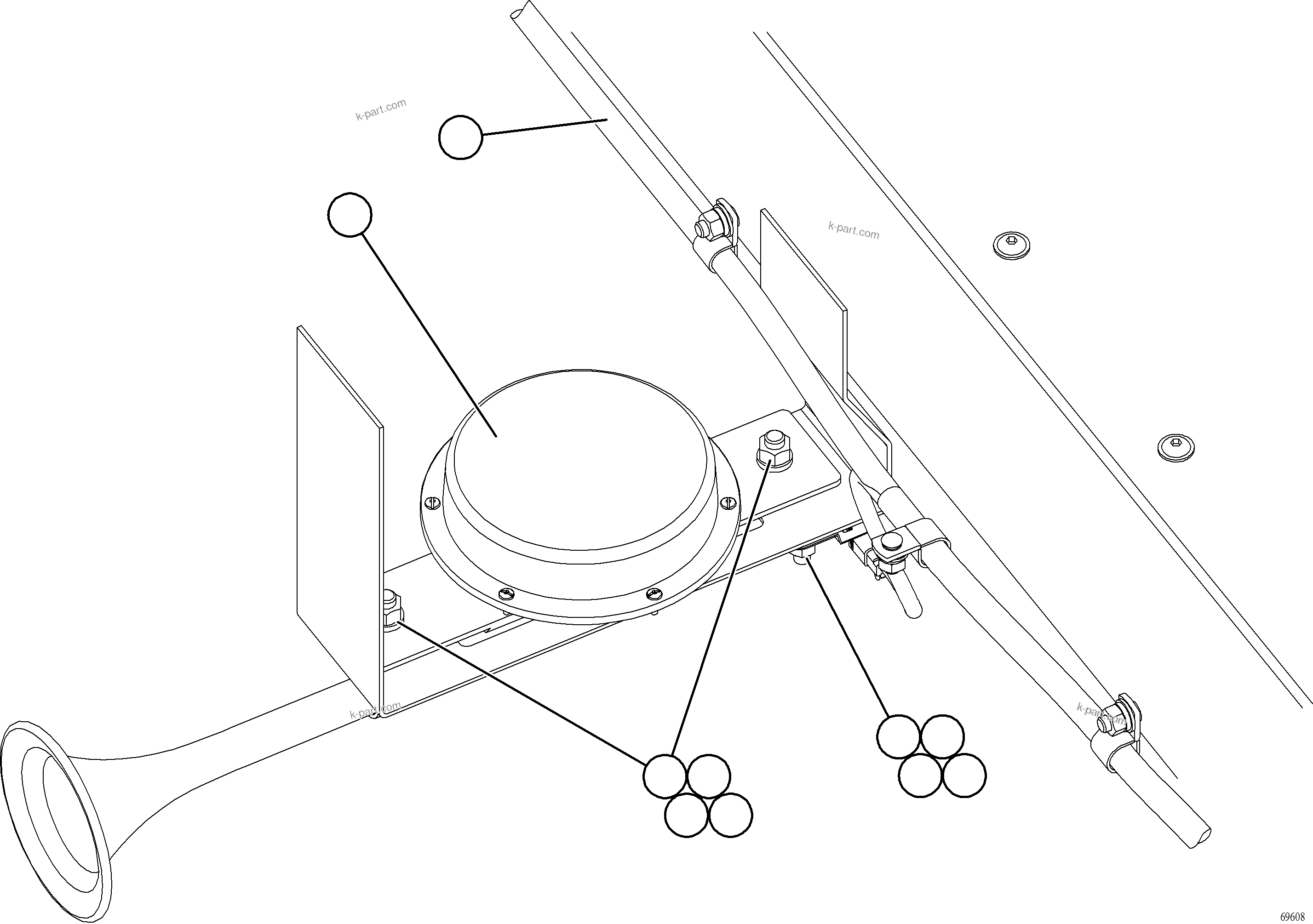 Komatsu parts book diagram for AFE77-AT 830E-5 S/N A50114  GOONYELLA: HORN INSTALLATION