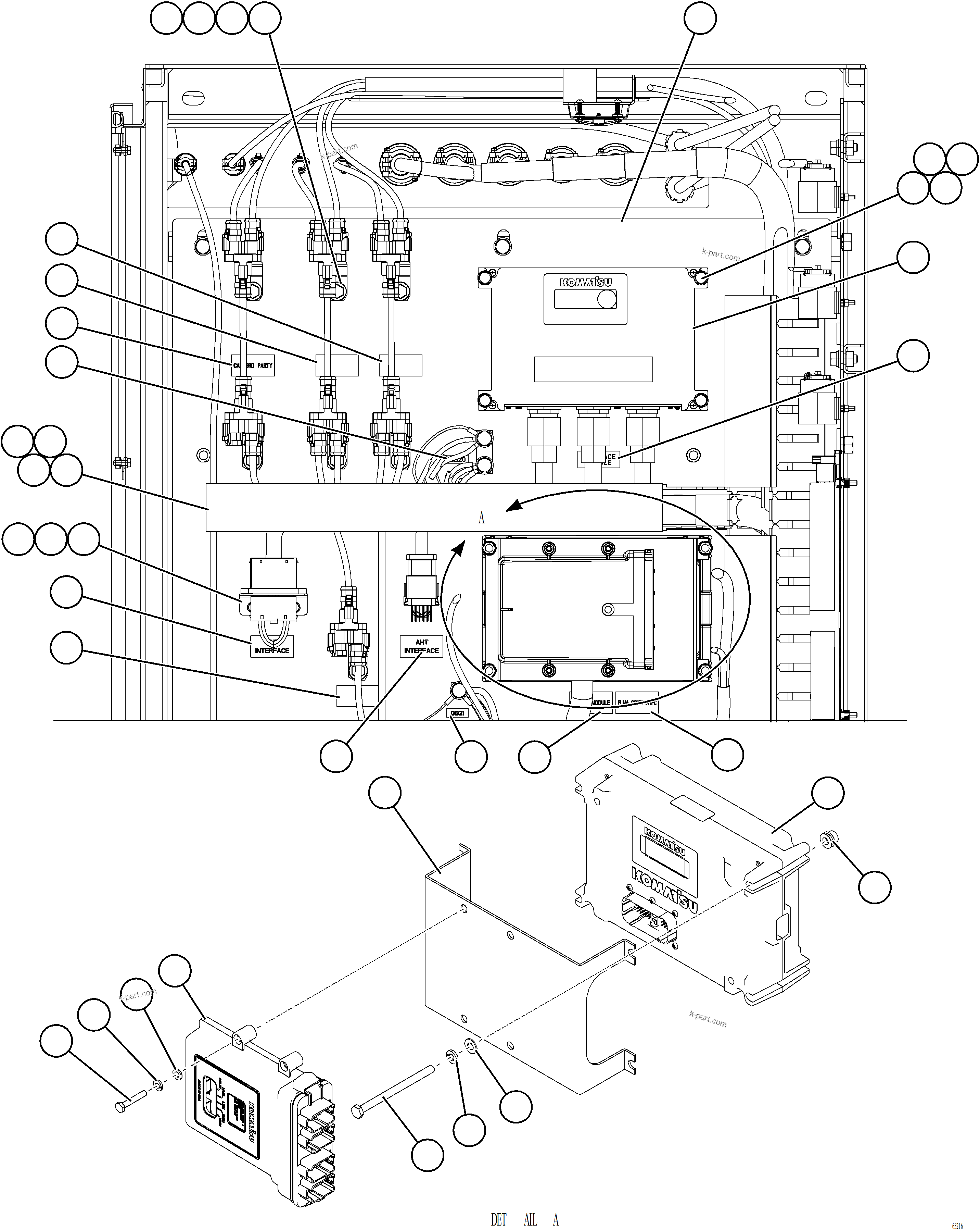 Komatsu parts book diagram for AFE77-AT 830E-5 S/N A50114  GOONYELLA: AUXILIARY CONTROL CABINET - LH WALL    1/2