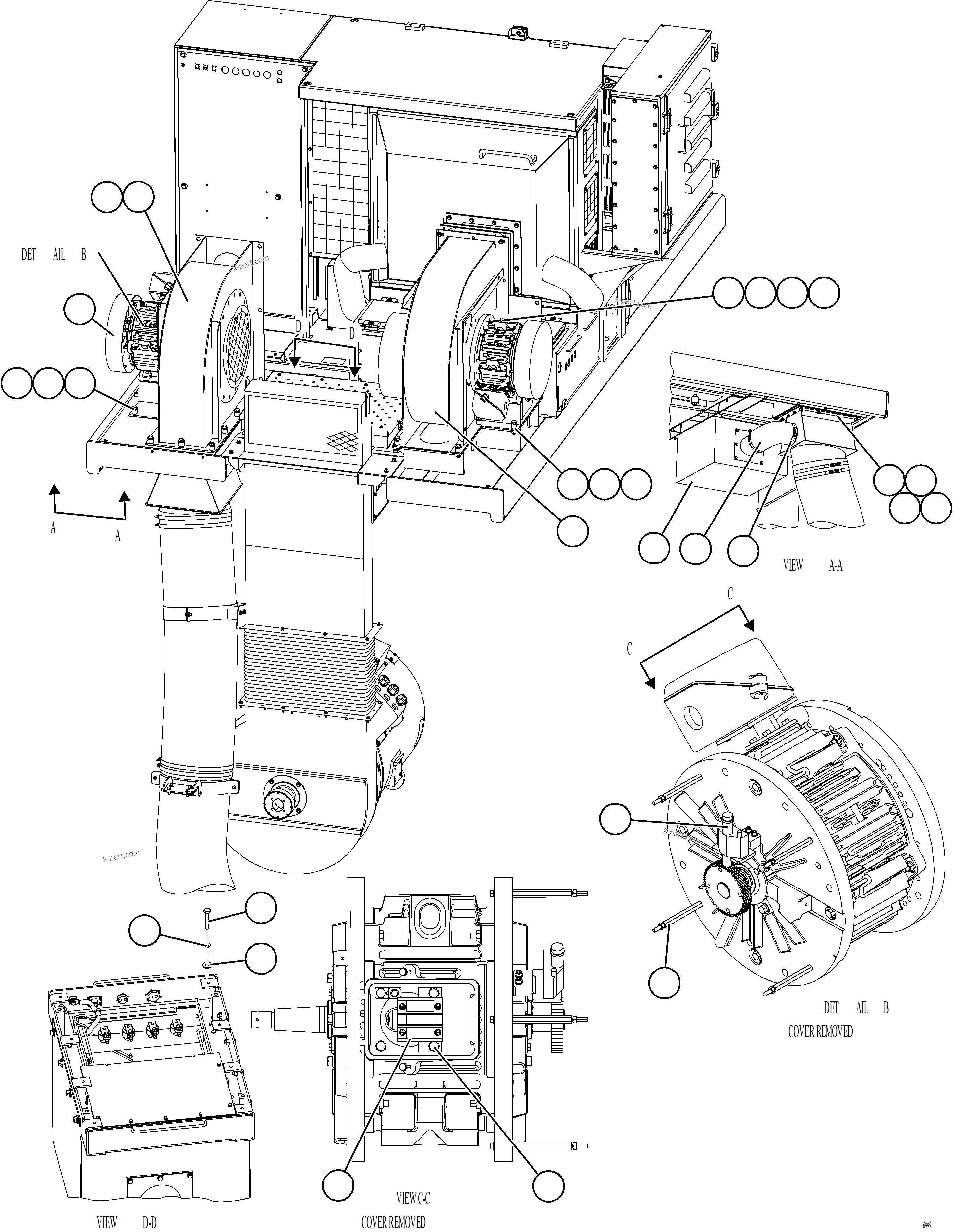 Komatsu parts book diagram for AFE77-AT 830E-5 S/N A50114  GOONYELLA: AUXILIARY BLOWER INSTALLATION