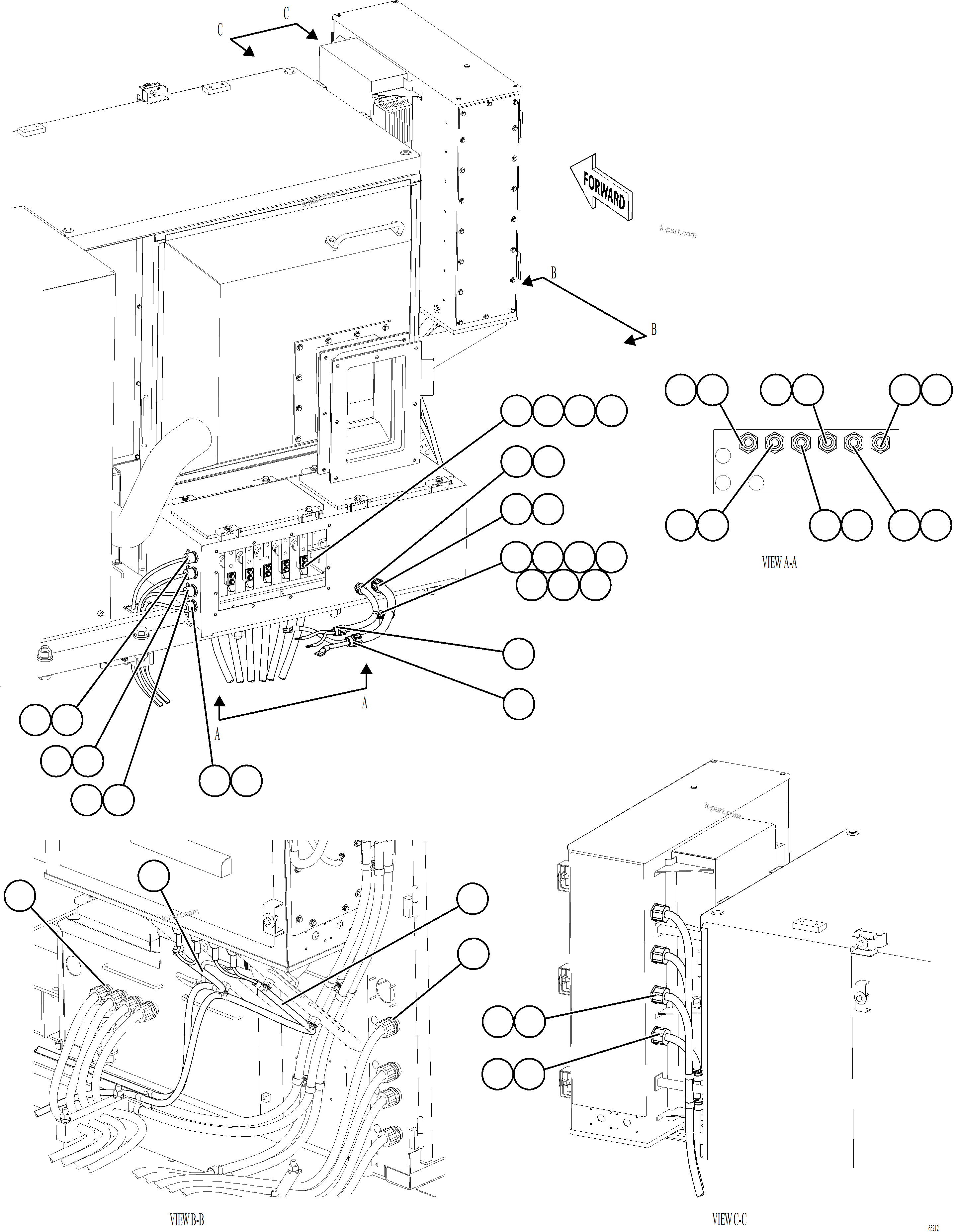 Komatsu parts book diagram for AFE77-AT 830E-5 S/N A50114  GOONYELLA: CONTROL CABINET EXTERNAL WIRING - AUX BLOWERS  1/2