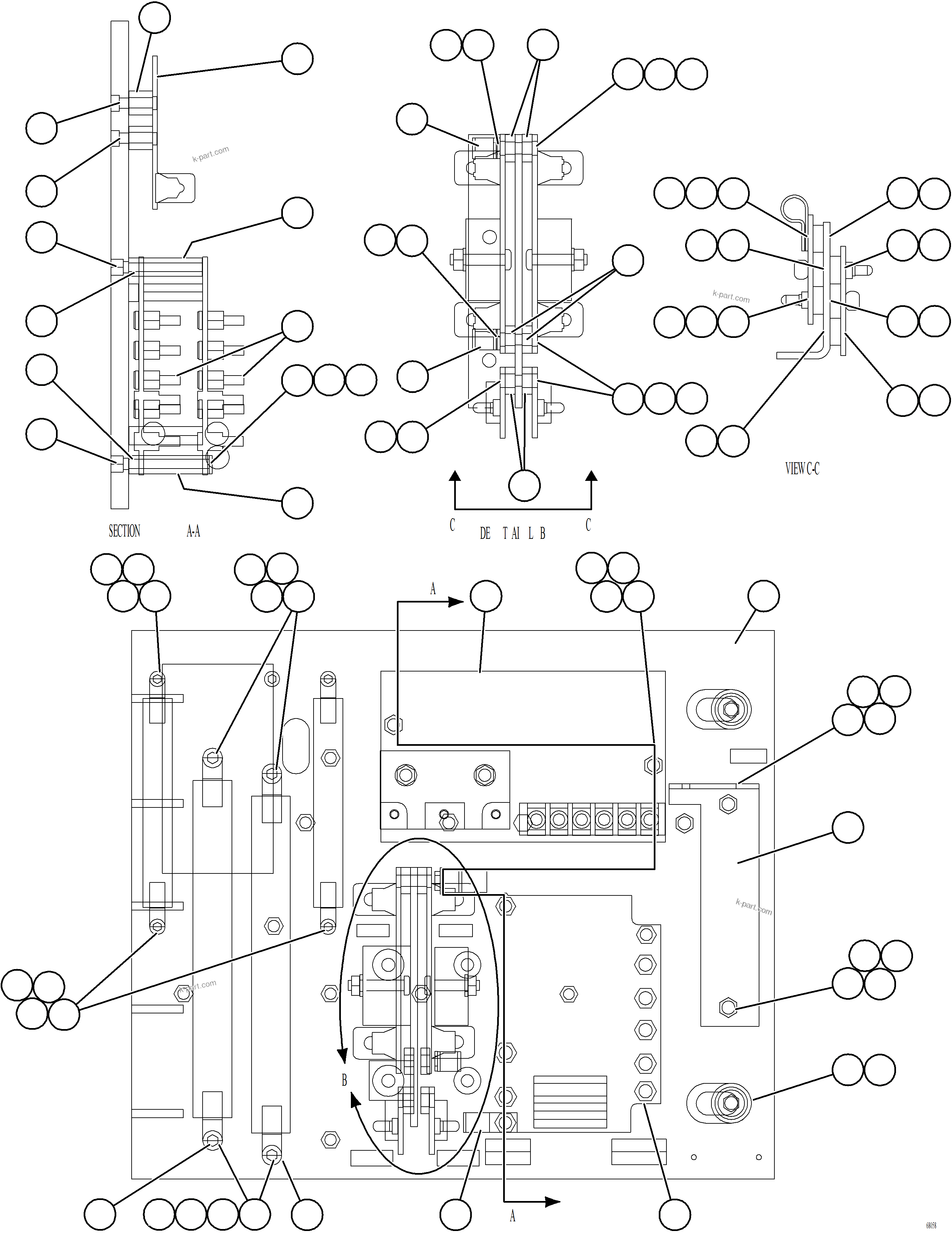 Komatsu parts book diagram for AFE77-AT 830E-5 S/N A50114  GOONYELLA: AFSE PANEL COVER ASSEMBLY    1/2    58B-43-00480