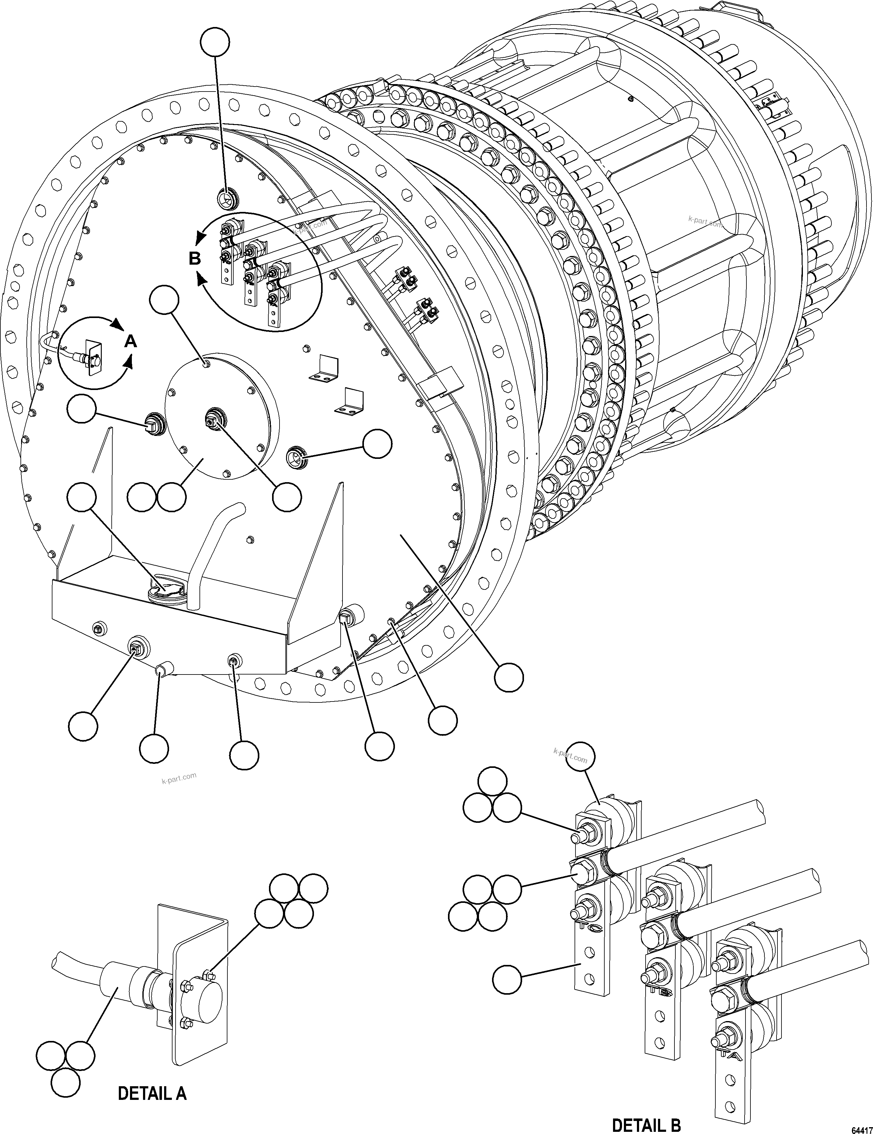 Komatsu parts book diagram for AFE77-AT 830E-5 S/N A50114  GOONYELLA: WHEEL MOTOR    2/8    58E-22-00413