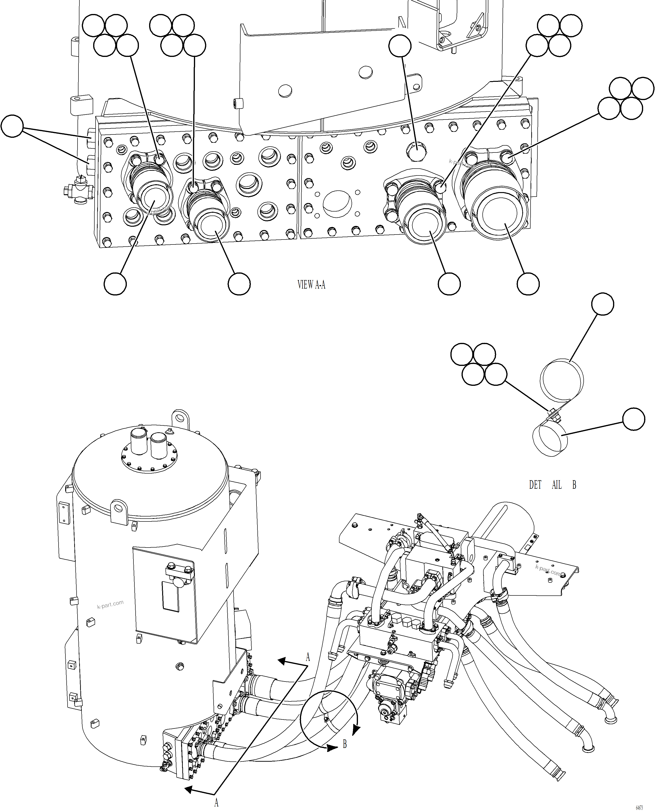 Komatsu parts book diagram for AFE77-AT 830E-5 S/N A50114  GOONYELLA: HYDRAULIC TANK PIPING - HOIST CIRCUIT