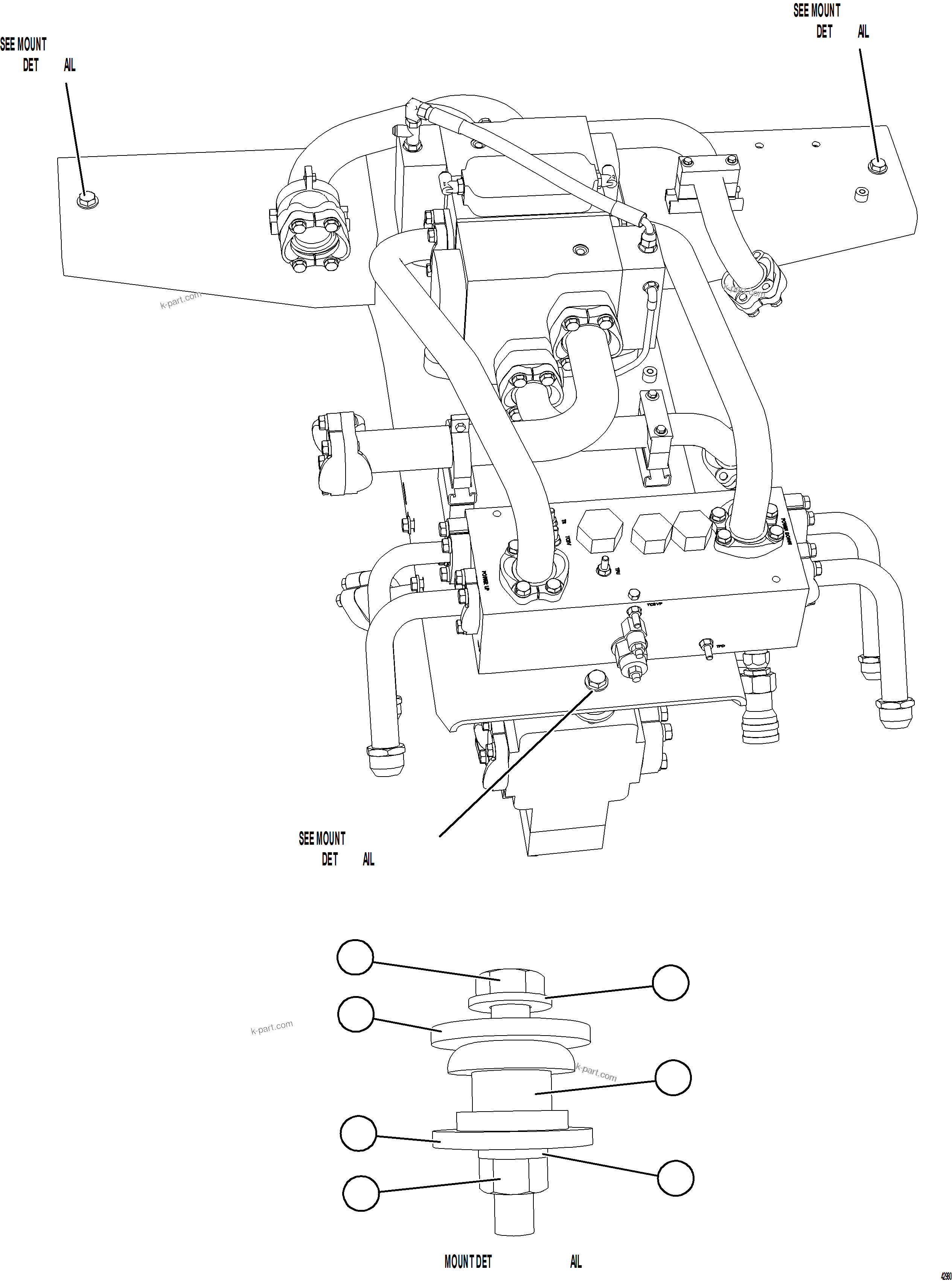 Komatsu parts book diagram for AFE77-AT 830E-5 S/N A50114  GOONYELLA: VALVE/PUMP MODULE INSTALLATION