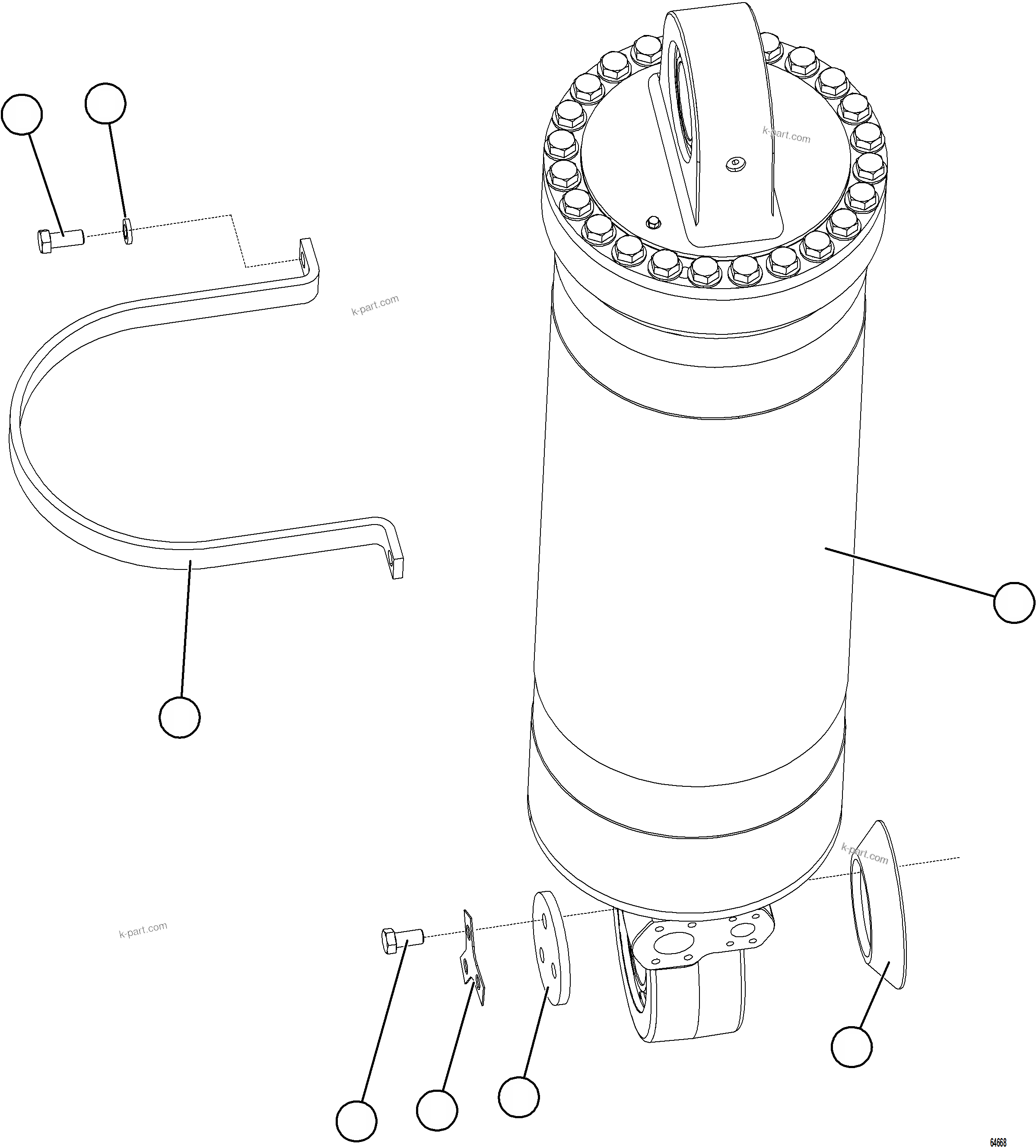 Komatsu parts book diagram for AFE77-AT 830E-5 S/N A50114  GOONYELLA: HOIST CYLINDER INSTALLATION - BOTTOM