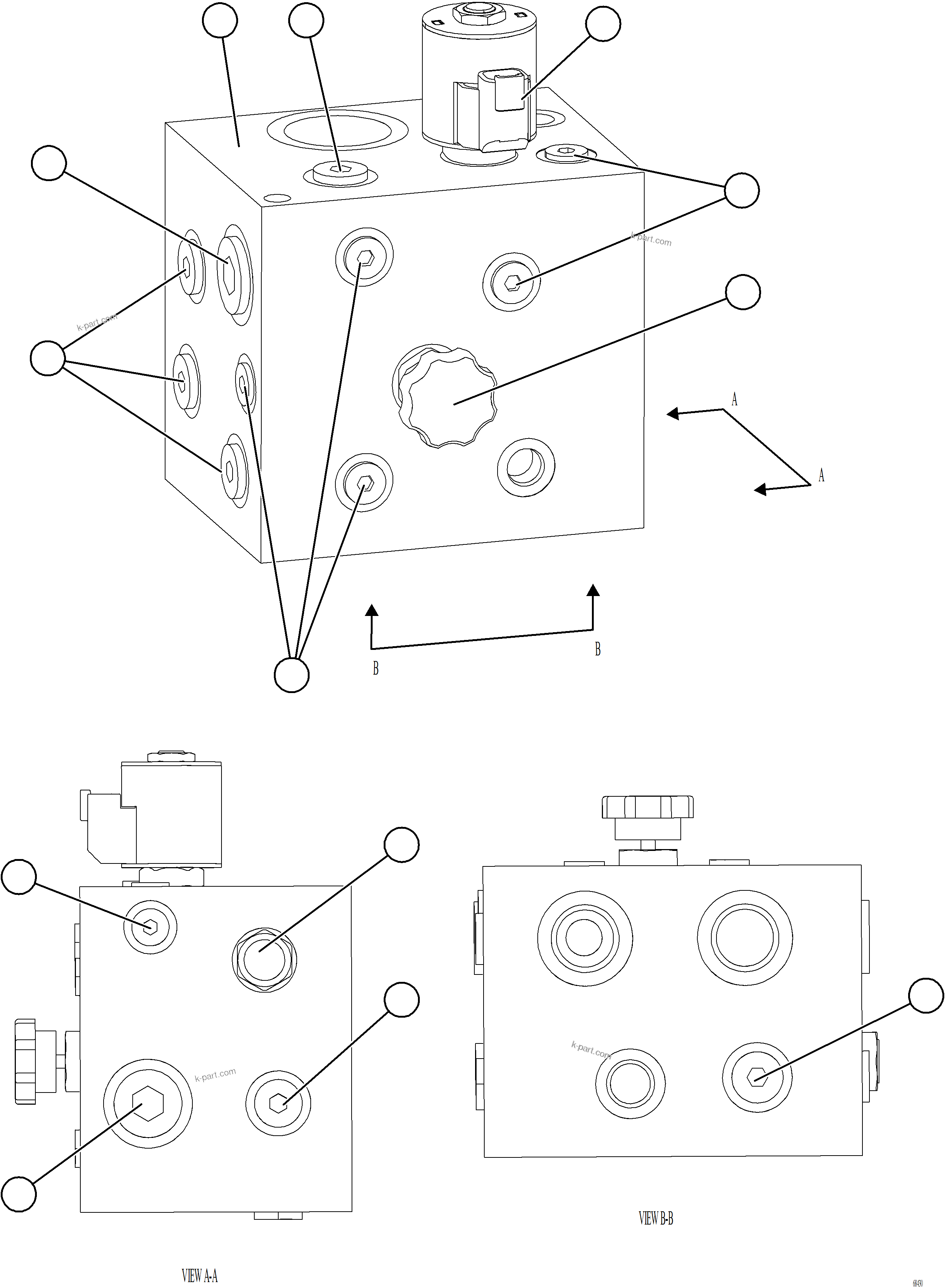 Komatsu parts book diagram for AFE77-AT 830E-5 S/N A50114  GOONYELLA: AUXILIARY HYDRAULIC MANIFOLD    58B-60-01771