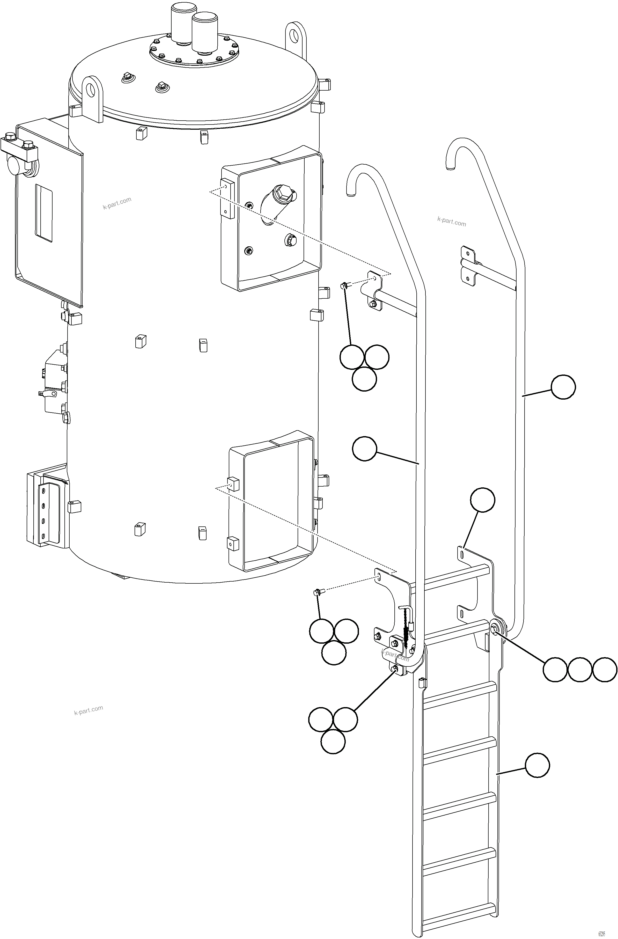 Komatsu parts book diagram for AFE77-AT 830E-5 S/N A50114  GOONYELLA: HYDRAULIC TANK LADDER