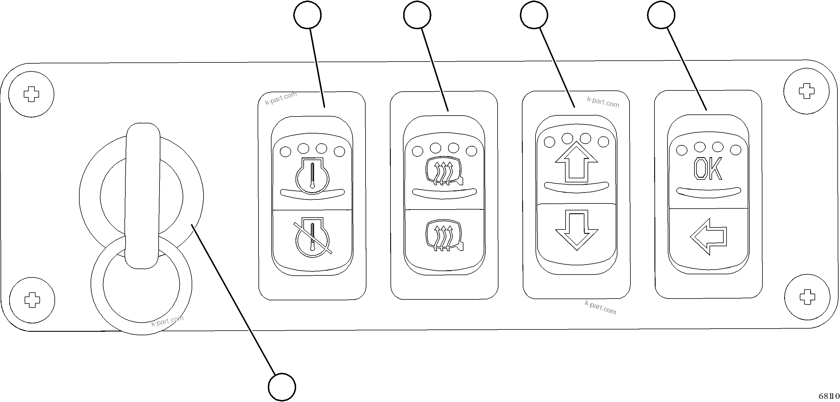 Komatsu parts book diagram for AFE77-AT 830E-5 S/N A50114  GOONYELLA: LOWER RH DASH SWITCHES