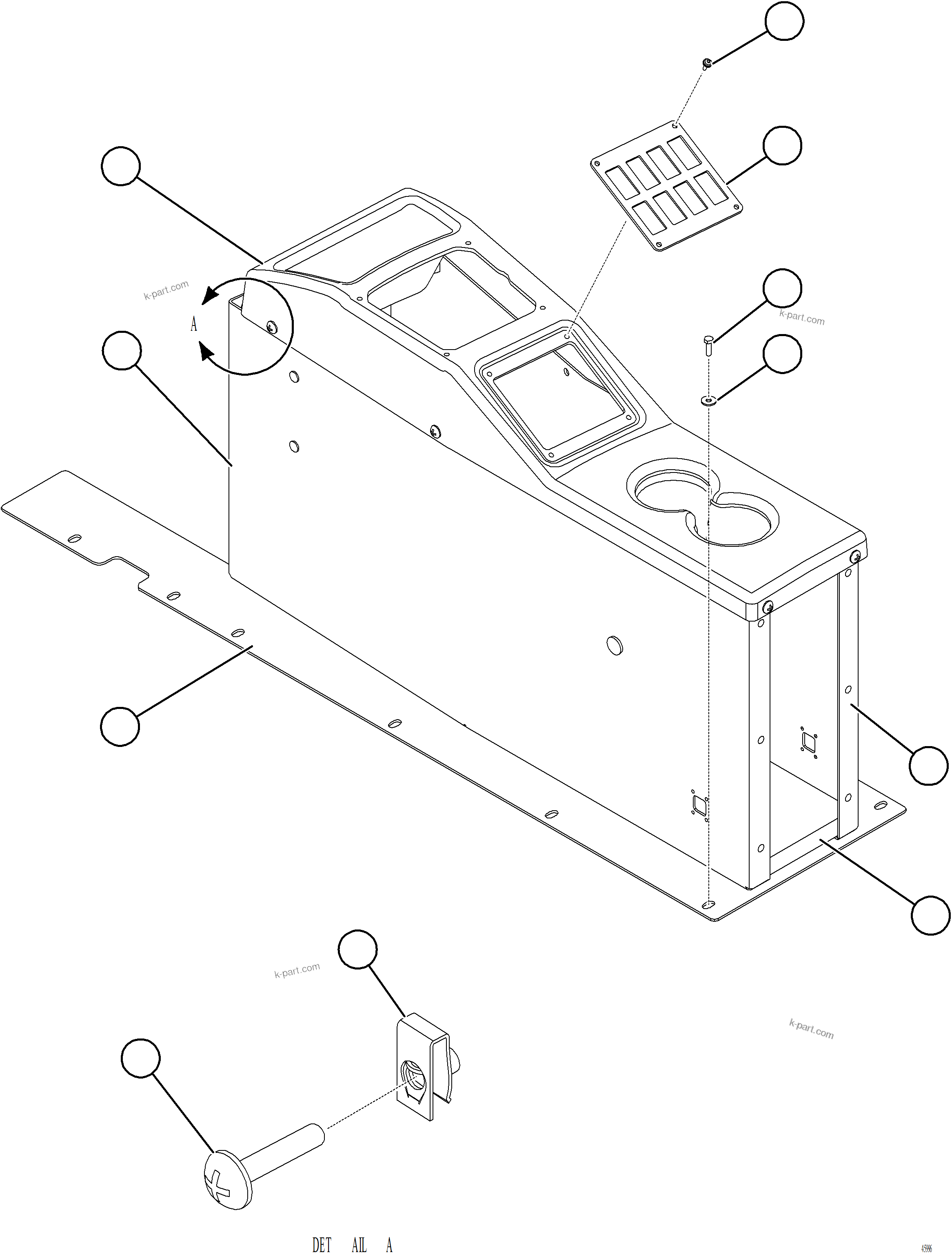 Komatsu parts book diagram for AFE77-AT 830E-5 S/N A50114  GOONYELLA: CENTER CONSOLE MODULE - STRUCTURAL