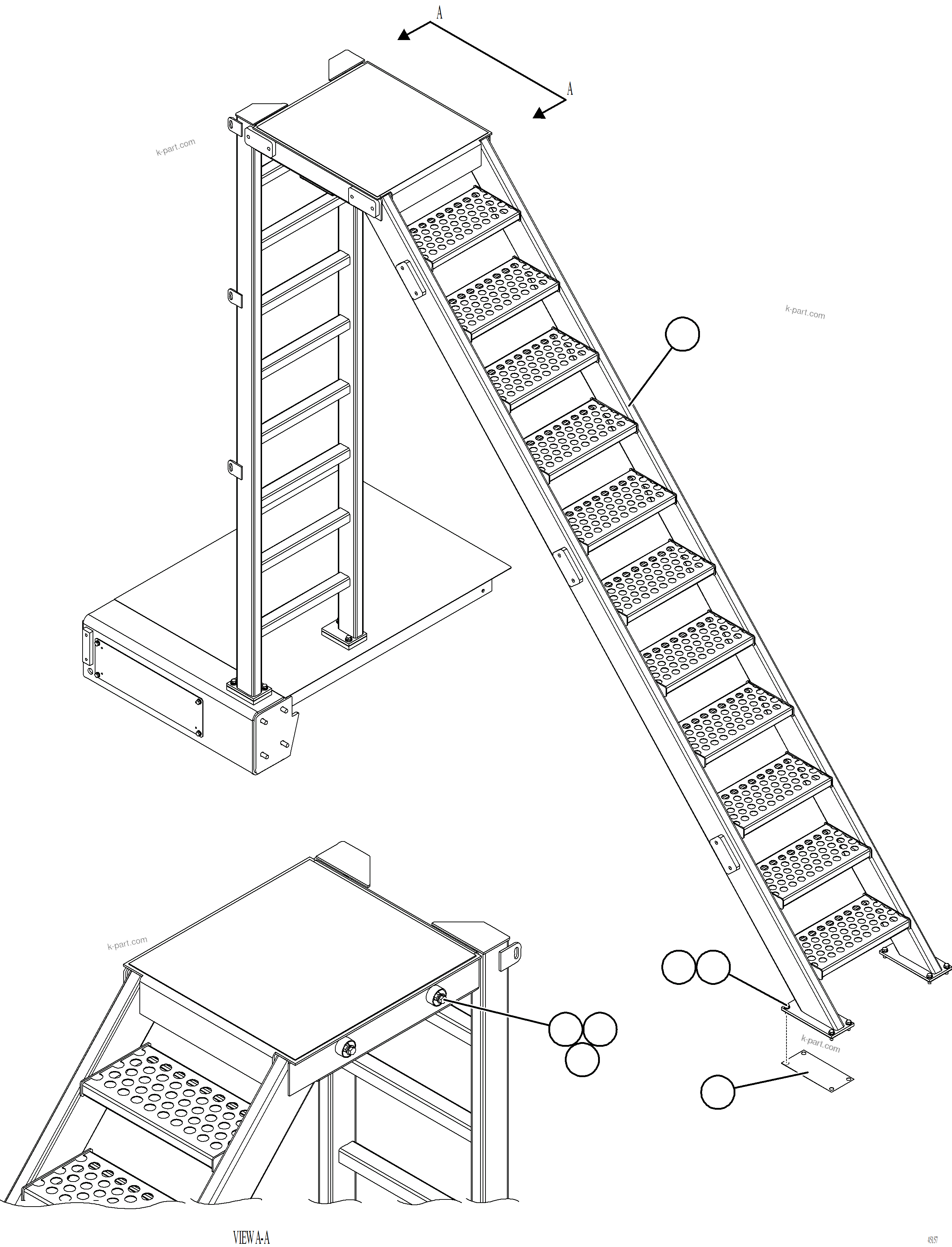 Komatsu parts book diagram for AFE77-AT 830E-5 S/N A50114  GOONYELLA: DIAGONAL LADDER INSTALLATION
