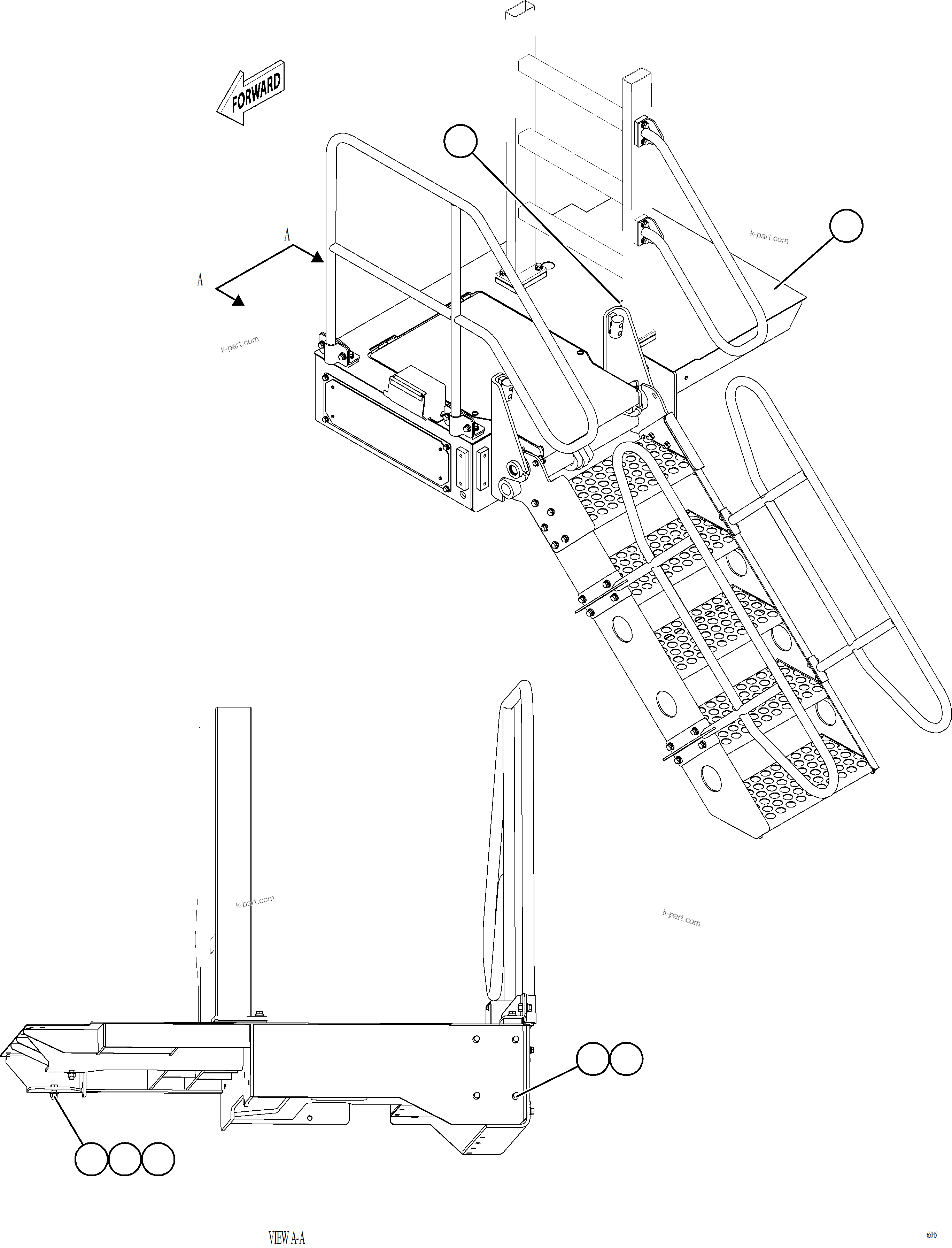 Komatsu parts book diagram for AFE77-AT 830E-5 S/N A50114  GOONYELLA: LH LOWER PLATFORM INSTALLATION