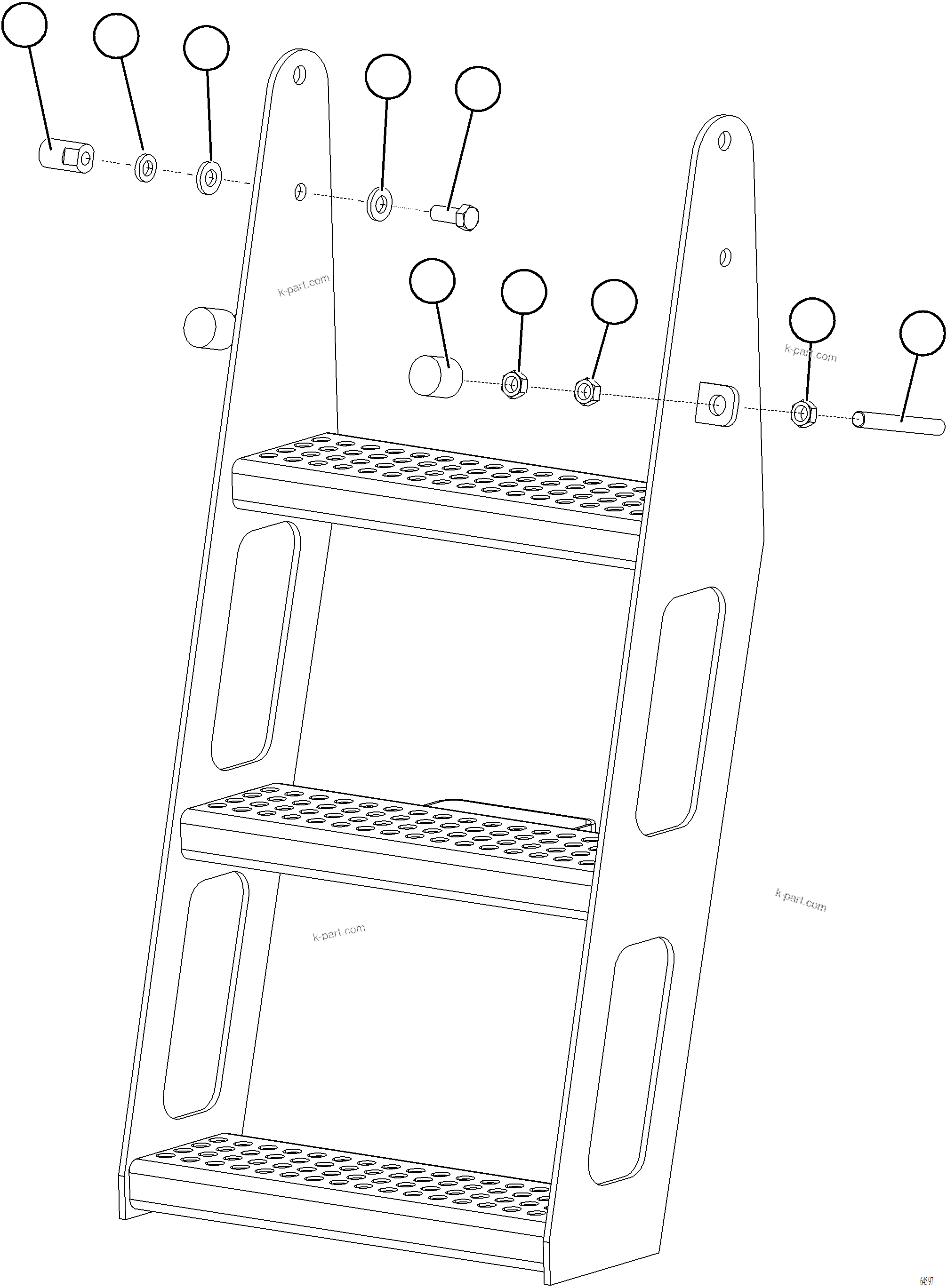 Komatsu parts book diagram for AFE77-AT 830E-5 S/N A50114  GOONYELLA: DROPDOWN LADDER    58B-80-01940