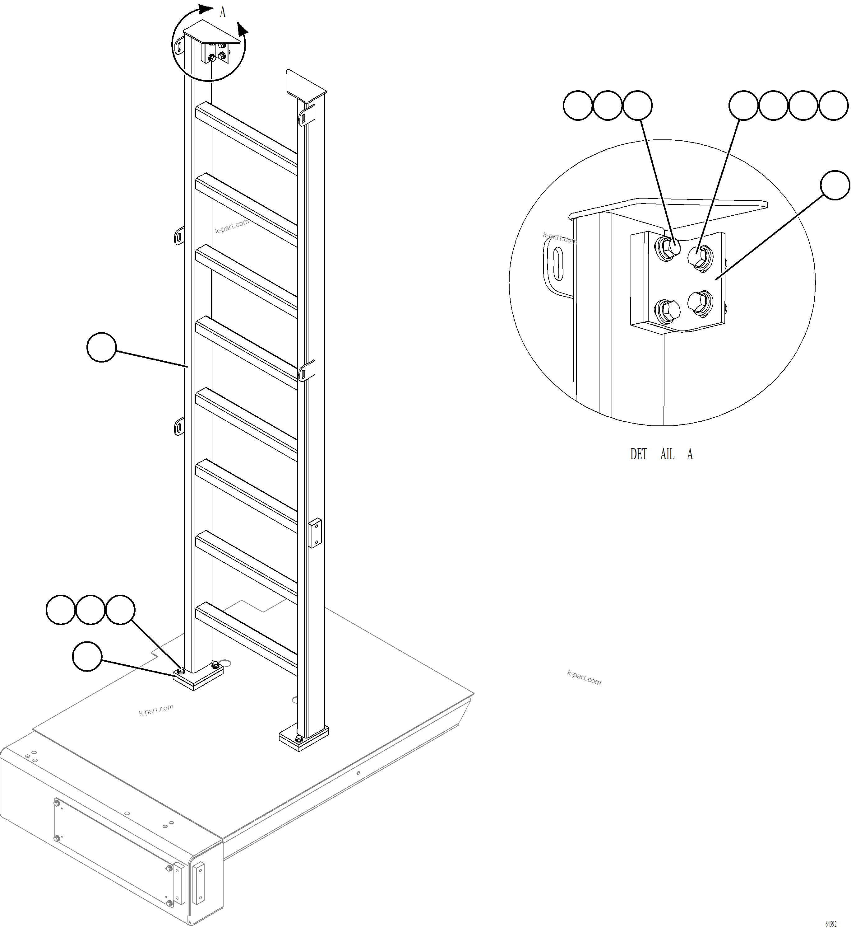 Komatsu parts book diagram for AFE77-AT 830E-5 S/N A50114  GOONYELLA: LH EMERGENCY GATE & LADDER    2/2