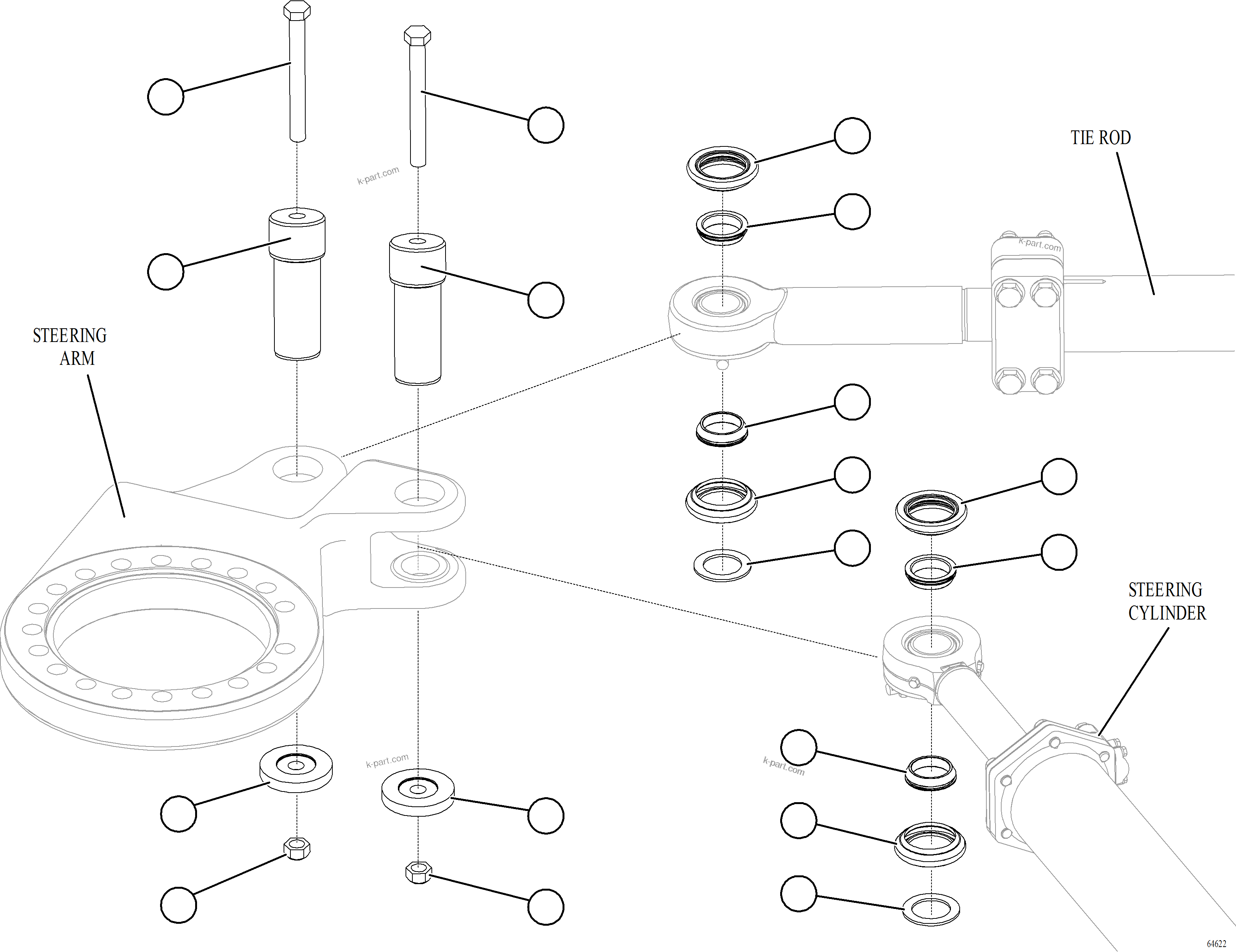 Komatsu parts book diagram for AFE77-AT 830E-5 S/N A50114  GOONYELLA: STEERING ARM PIN JOINTS