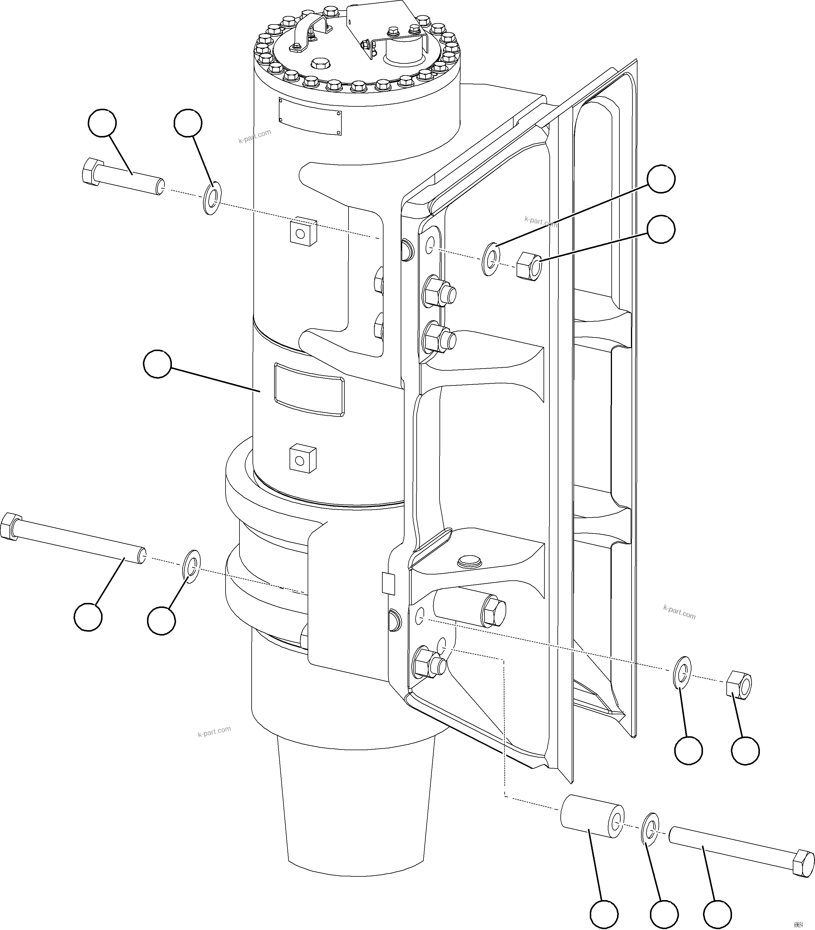 Komatsu parts book diagram for AFE77-AT 830E-5 S/N A50114  GOONYELLA: FRONT SUSPENSION INSTALLATION - FRAME