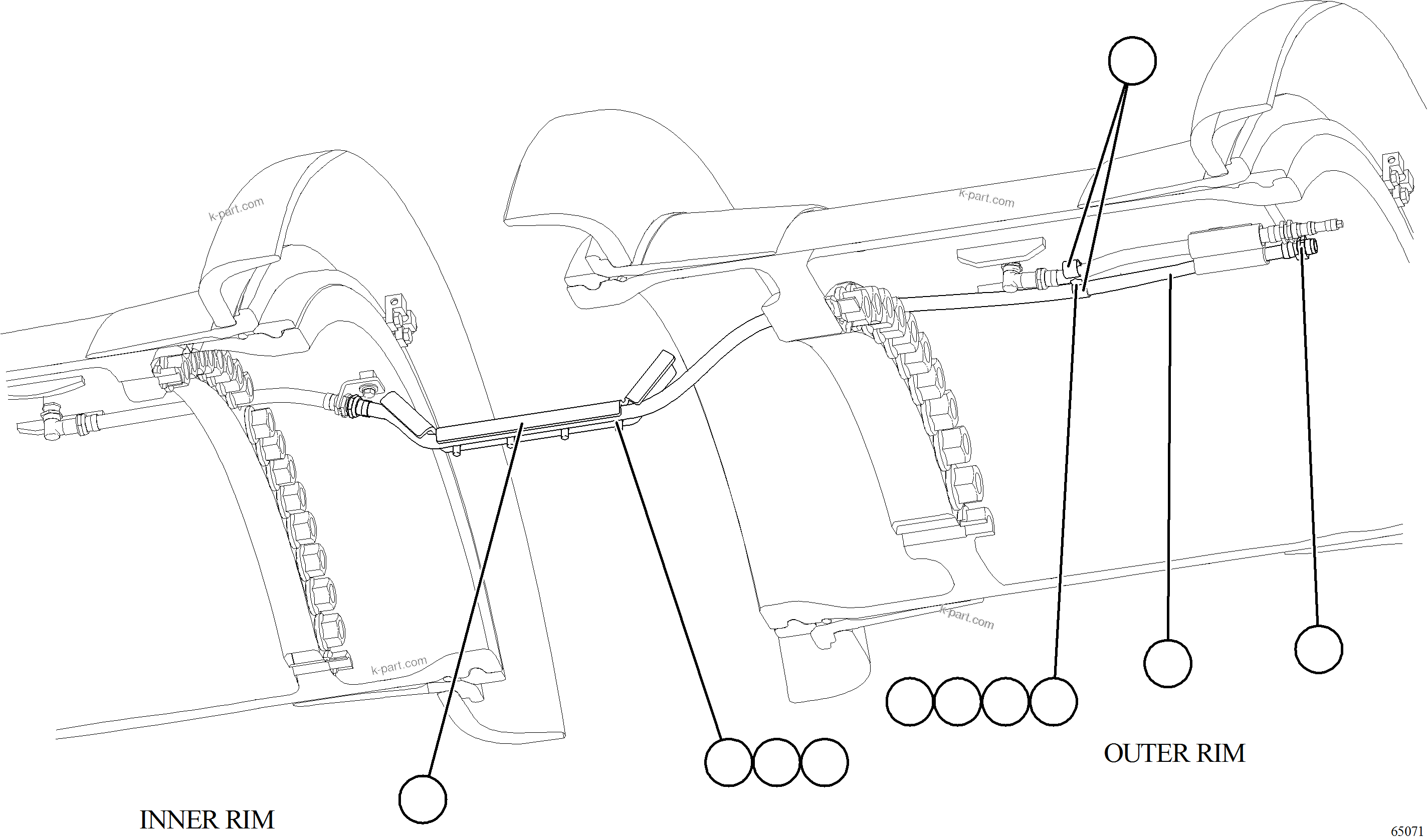 Komatsu parts book diagram for AFE77-AT 830E-5 S/N A50114  GOONYELLA: TIRE INFLATION - REAR EXTENSION