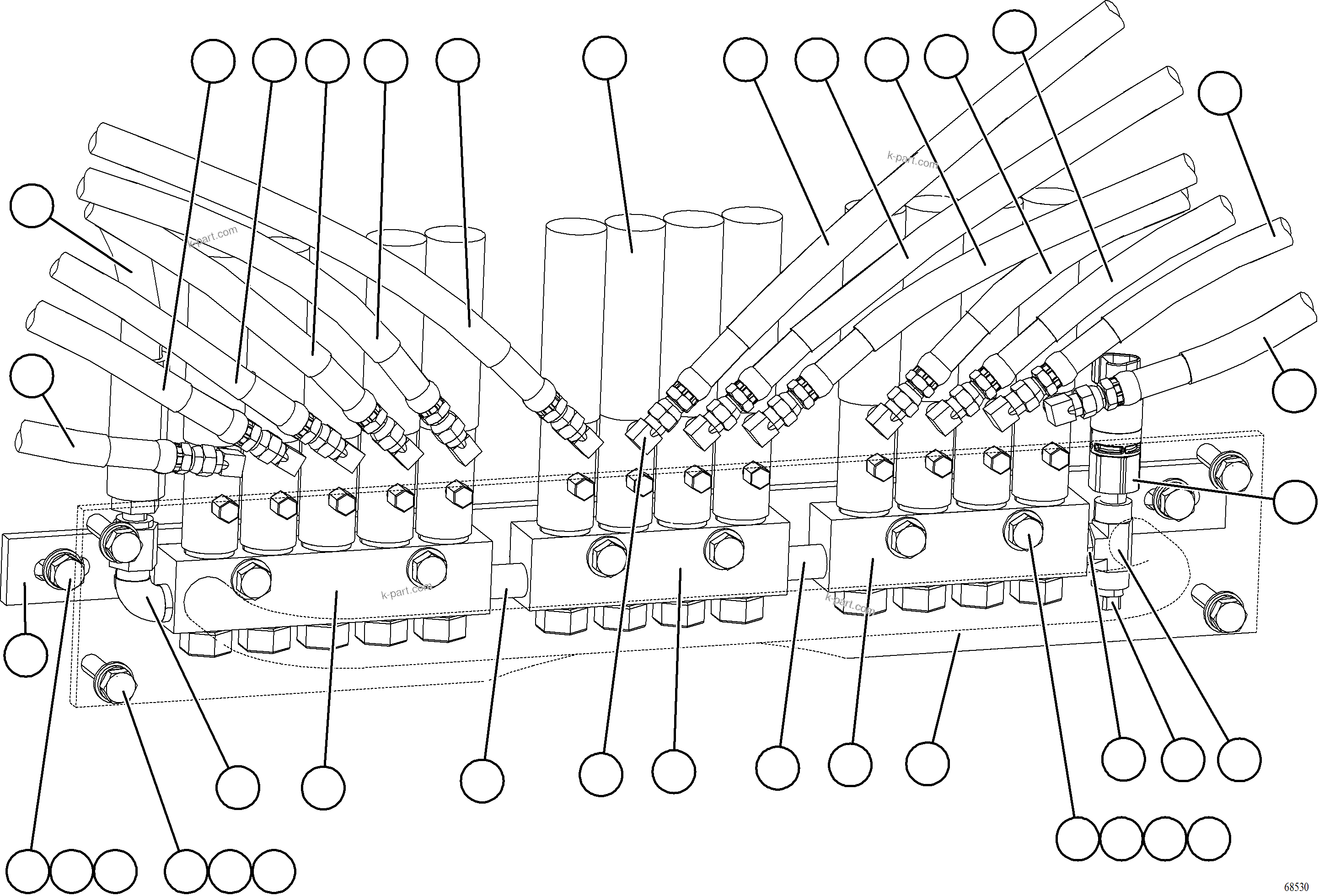 Komatsu parts book diagram for AFE77-AT 830E-5 S/N A50114  GOONYELLA: AUTOMATIC LUBRICATION SYSTEM PIPING - REAR    1/2