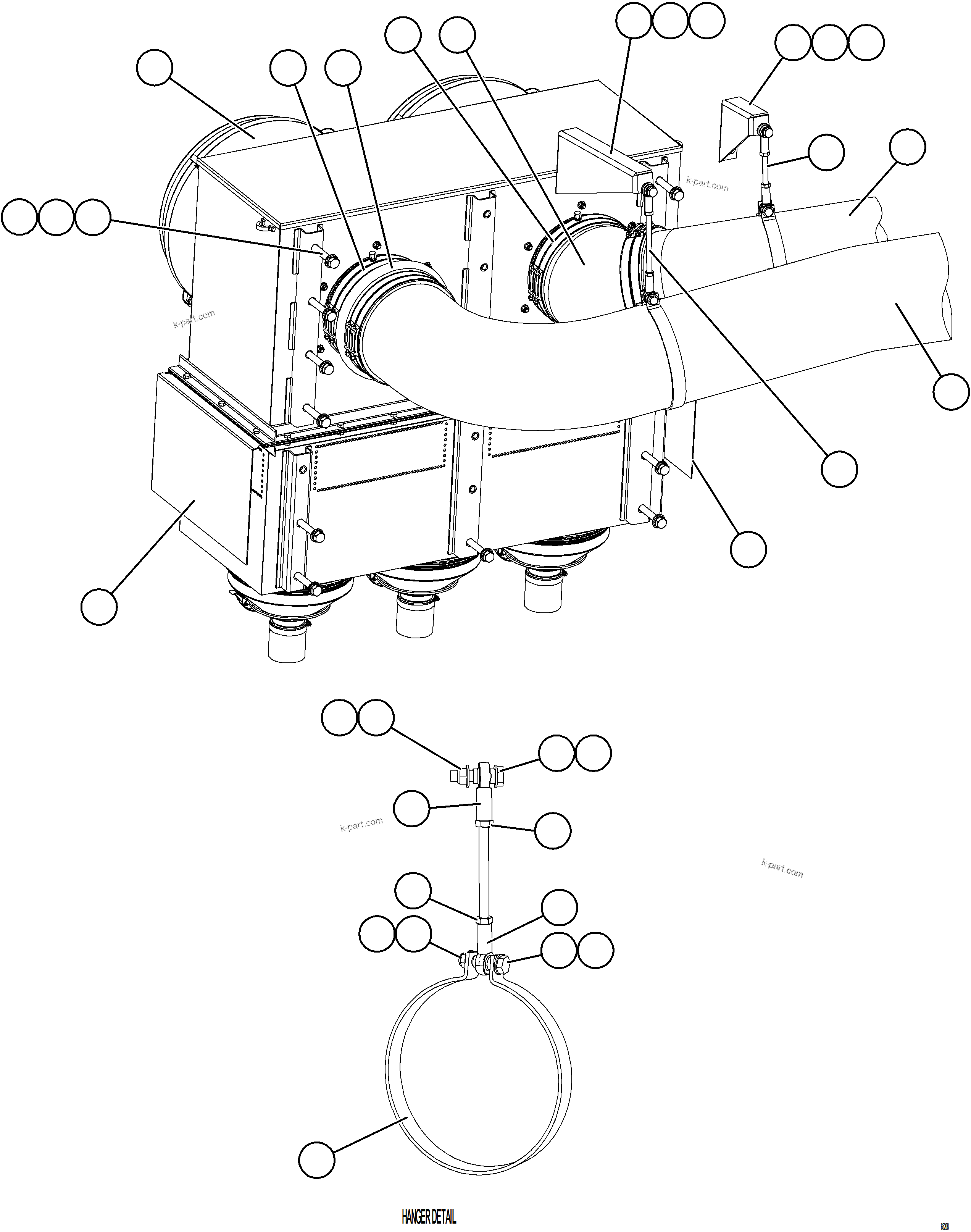Komatsu parts book diagram for AFE77-BL 830E-5 S/N A50167 - A50168  CONUMA COAL: AIR CLEANER PIPING & INSTALLATION - LH    2/2