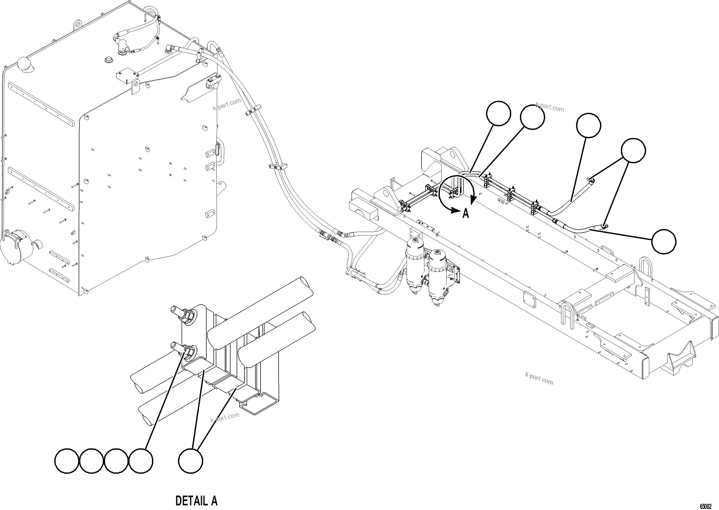 Komatsu parts book diagram for AFE77-BL 830E-5 S/N A50167 - A50168  CONUMA COAL: FUEL SYSTEM PIPING    4/4